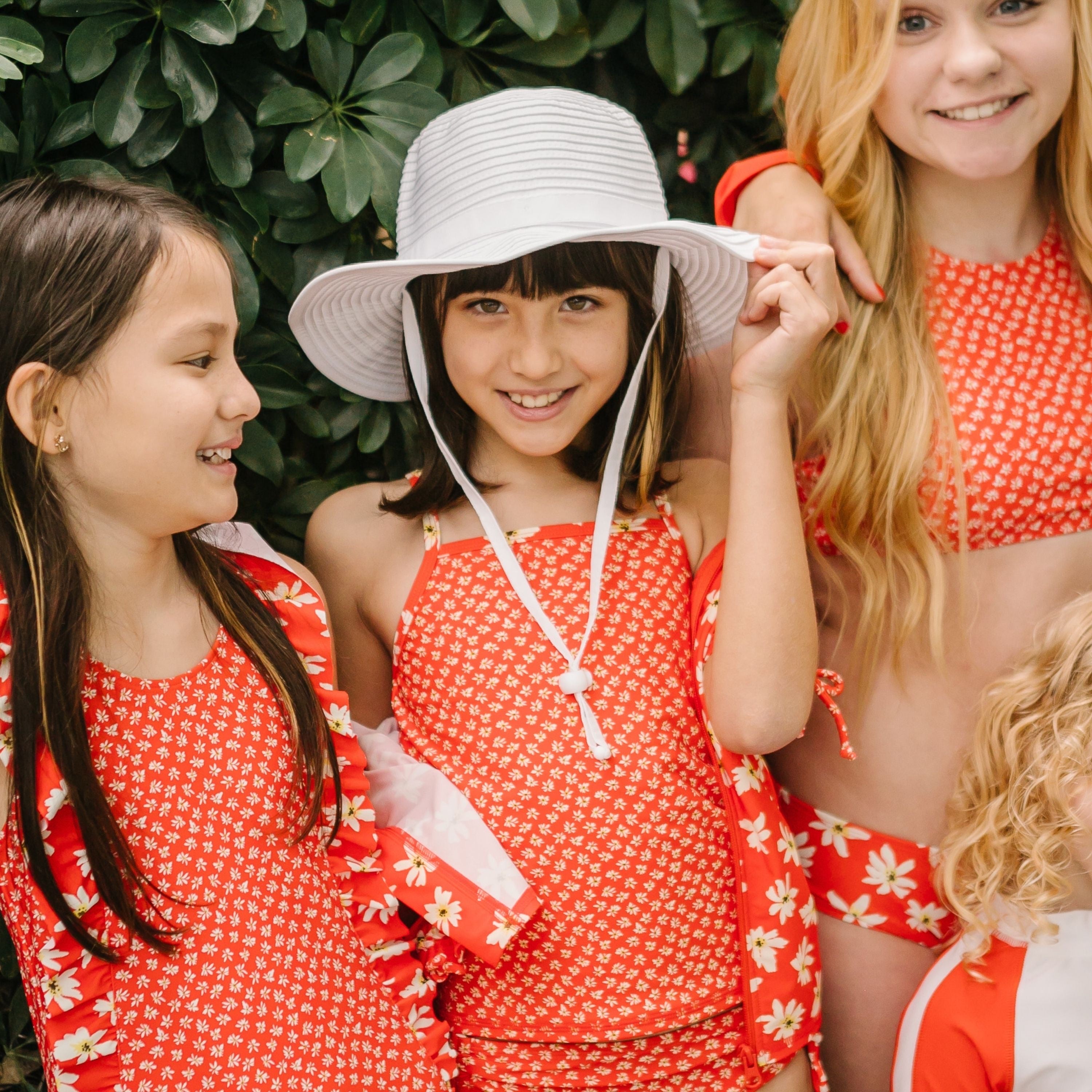 Girls Short Sleeve Rash Guard + Tankini Bikini Set (3 Piece) | "Daisy”-SwimZip UPF 50+ Sun Protective Swimwear & UV Zipper Rash Guards-pos10