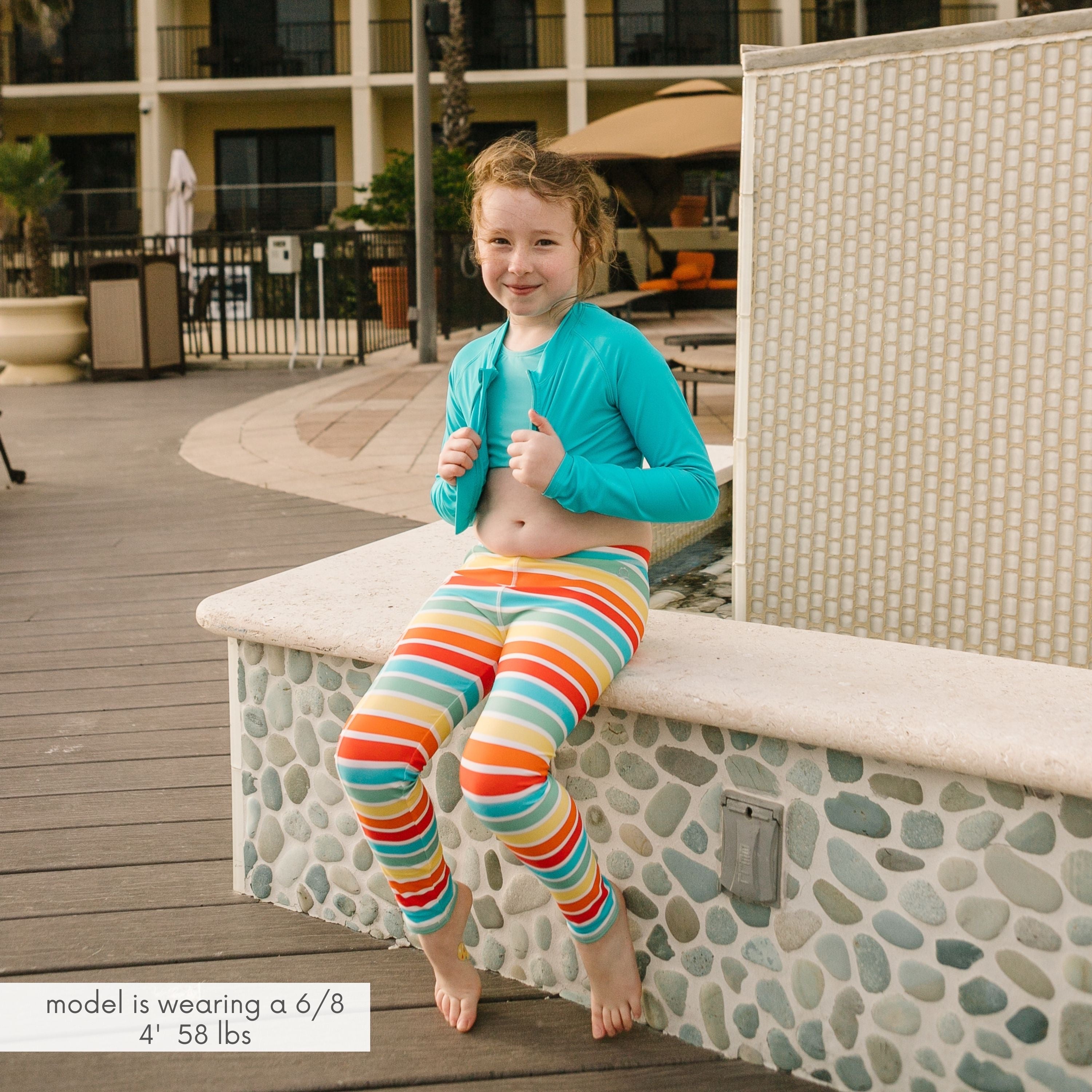 Girls Long Sleeve Crop Rash Guard | "Scuba Blue"-SwimZip UPF 50+ Sun Protective Swimwear & UV Zipper Rash Guards-pos11