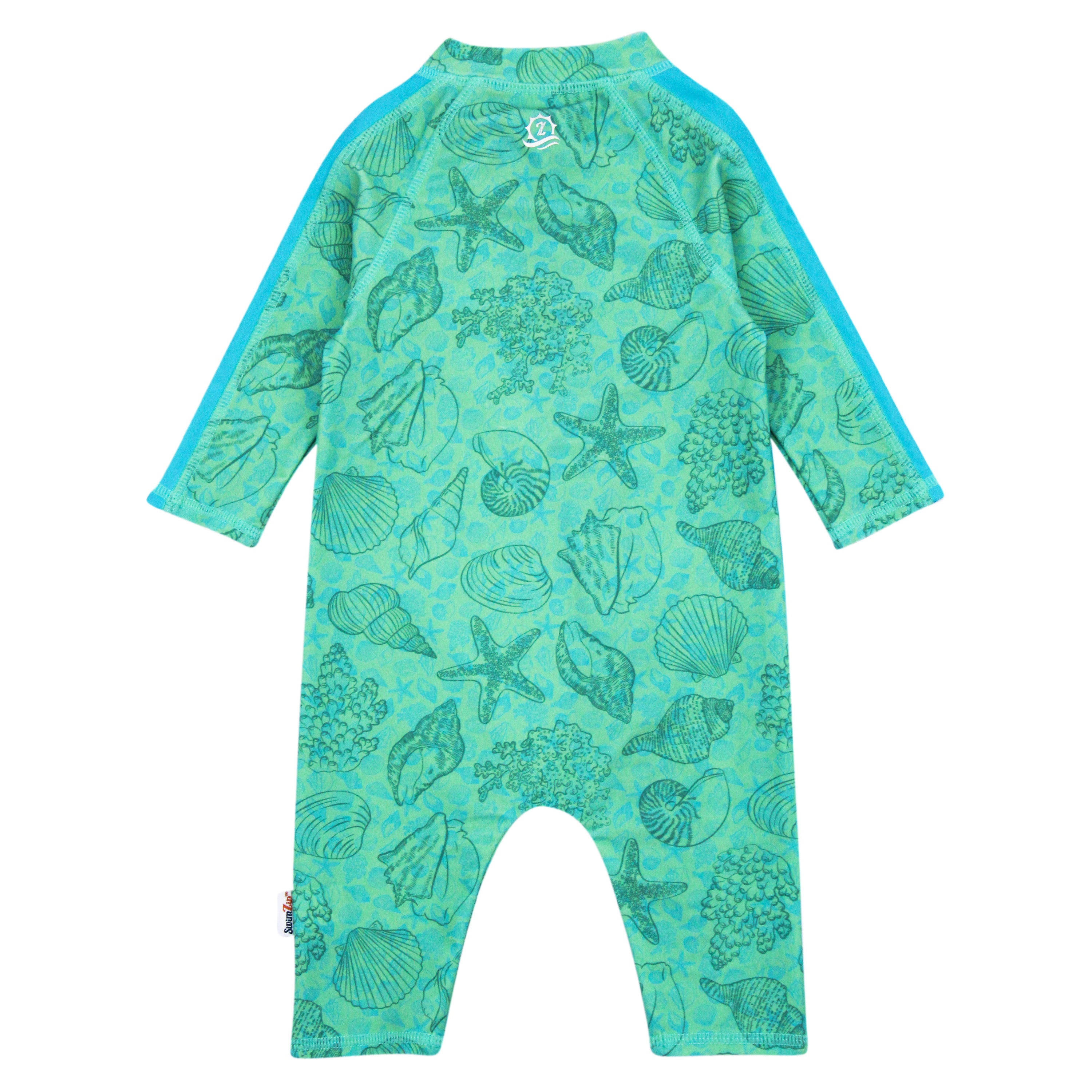 Sunsuit - Long Sleeve Romper Swimsuit | "Seashell"-SwimZip UPF 50+ Sun Protective Swimwear & UV Zipper Rash Guards-pos9