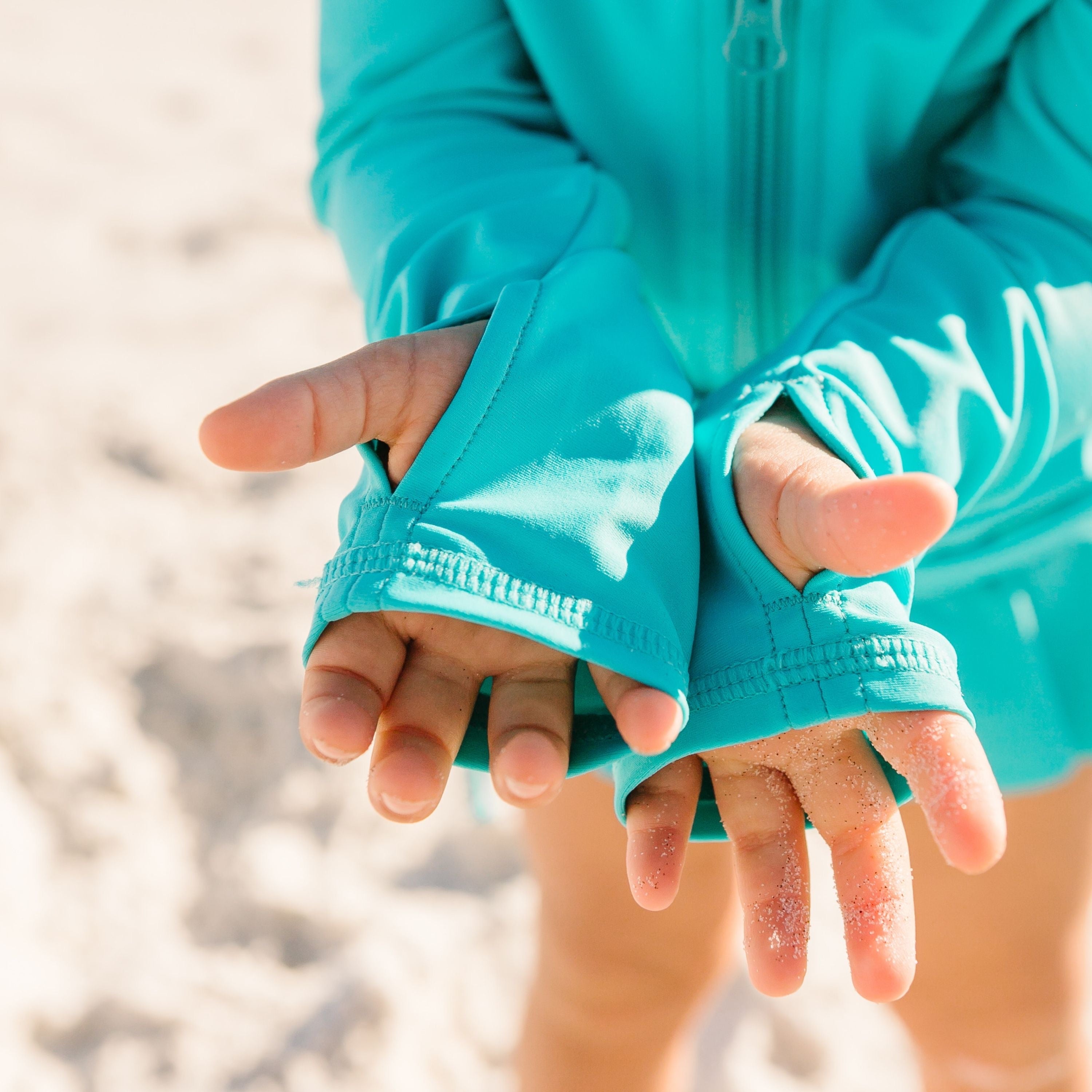 Girls Long Sleeve Swim Dress Cover Up | "Scuba Blue"-SwimZip UPF 50+ Sun Protective Swimwear & UV Zipper Rash Guards-pos8