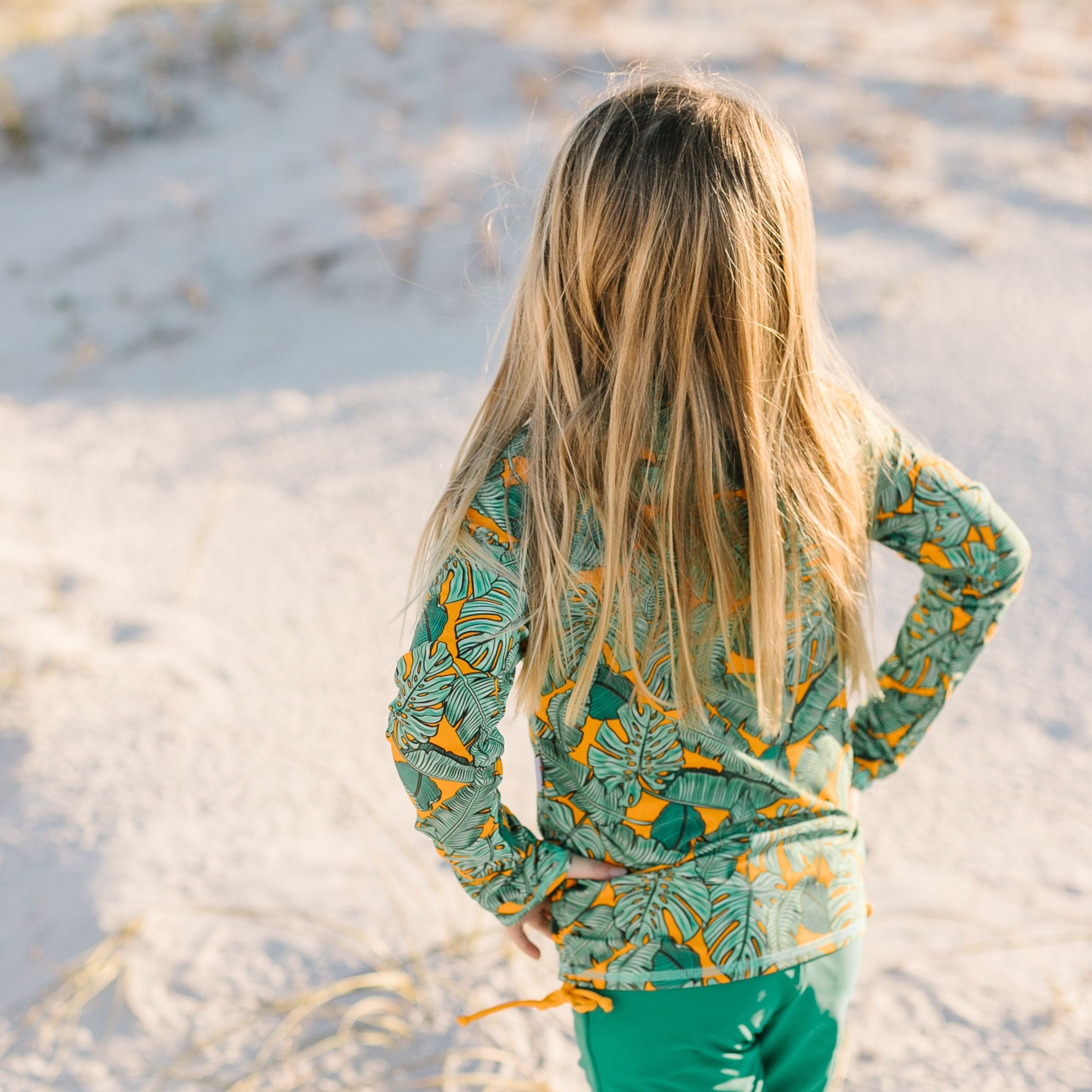 Girls Long Sleeve Rash Guard + Tankini Shorts Set (3 Piece) | "The Tropics"-SwimZip UPF 50+ Sun Protective Swimwear & UV Zipper Rash Guards-pos9