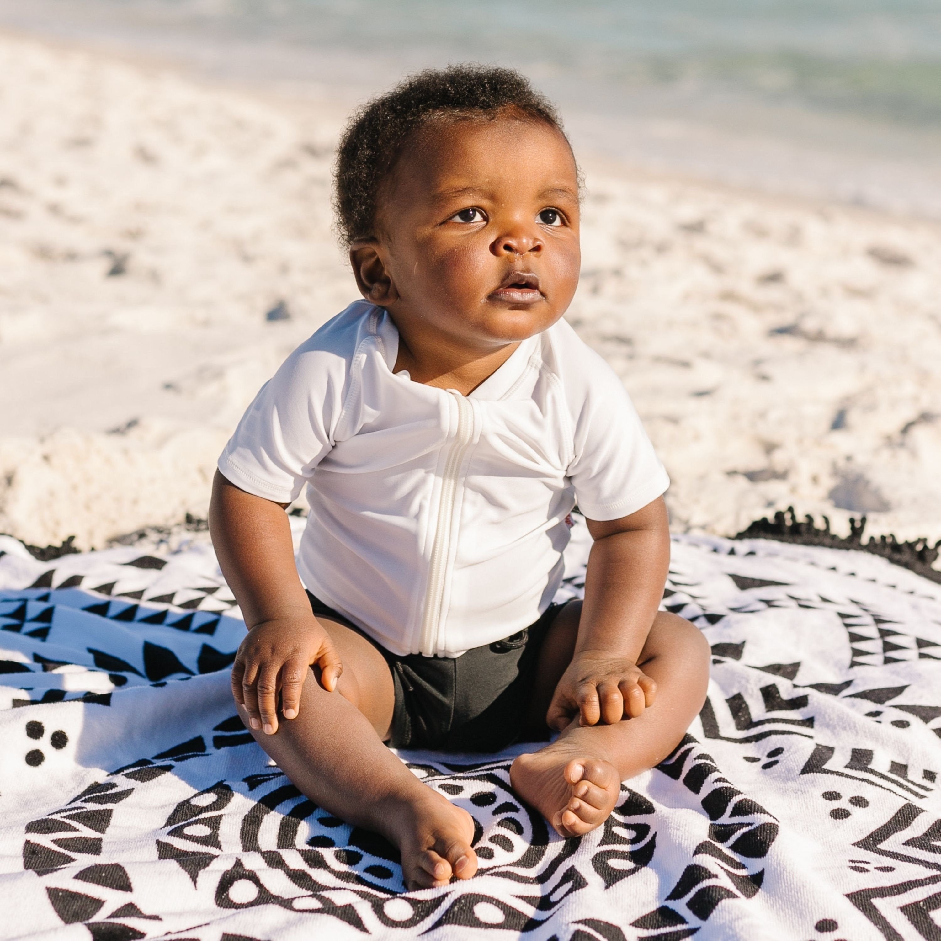 Kids Short Sleeve Zipper Rash Guard Swim Shirt | “White”-SwimZip UPF 50+ Sun Protective Swimwear & UV Zipper Rash Guards-pos5