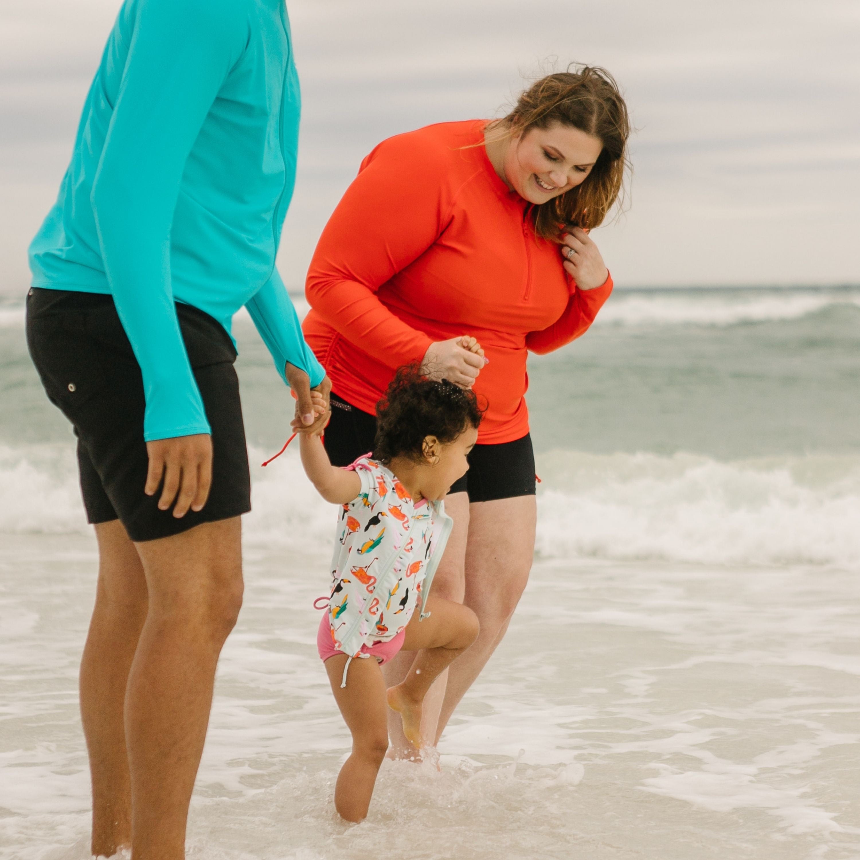 Women's Half Zip Swim Dress Cover Up | "Fiesta Red"-SwimZip UPF 50+ Sun Protective Swimwear & UV Zipper Rash Guards-pos8