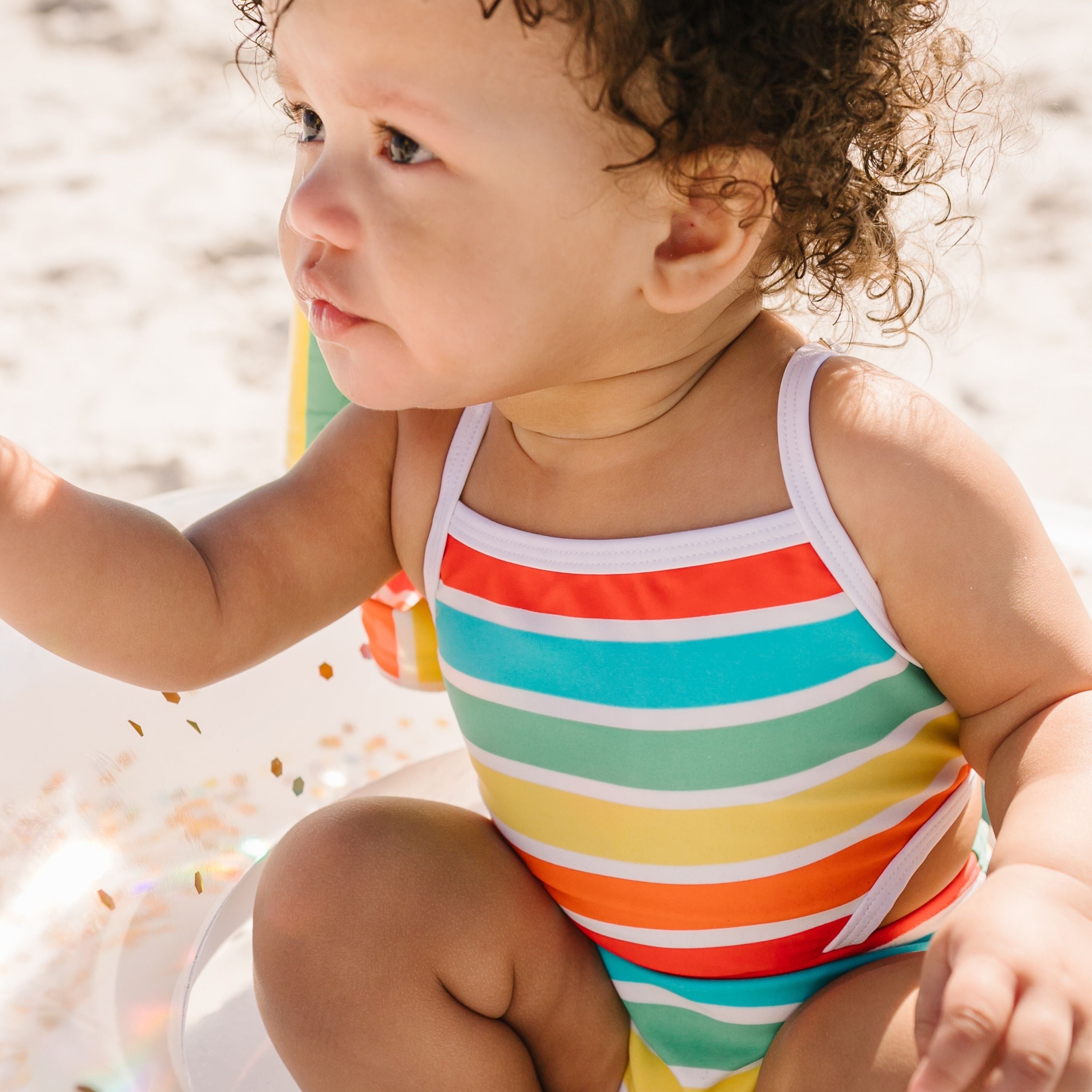 Girls One-Piece Cut Out Swimsuit + Long Sleeve Rash Guard Set (2 Piece) - "Rainbow"-SwimZip UPF 50+ Sun Protective Swimwear & UV Zipper Rash Guards-pos7