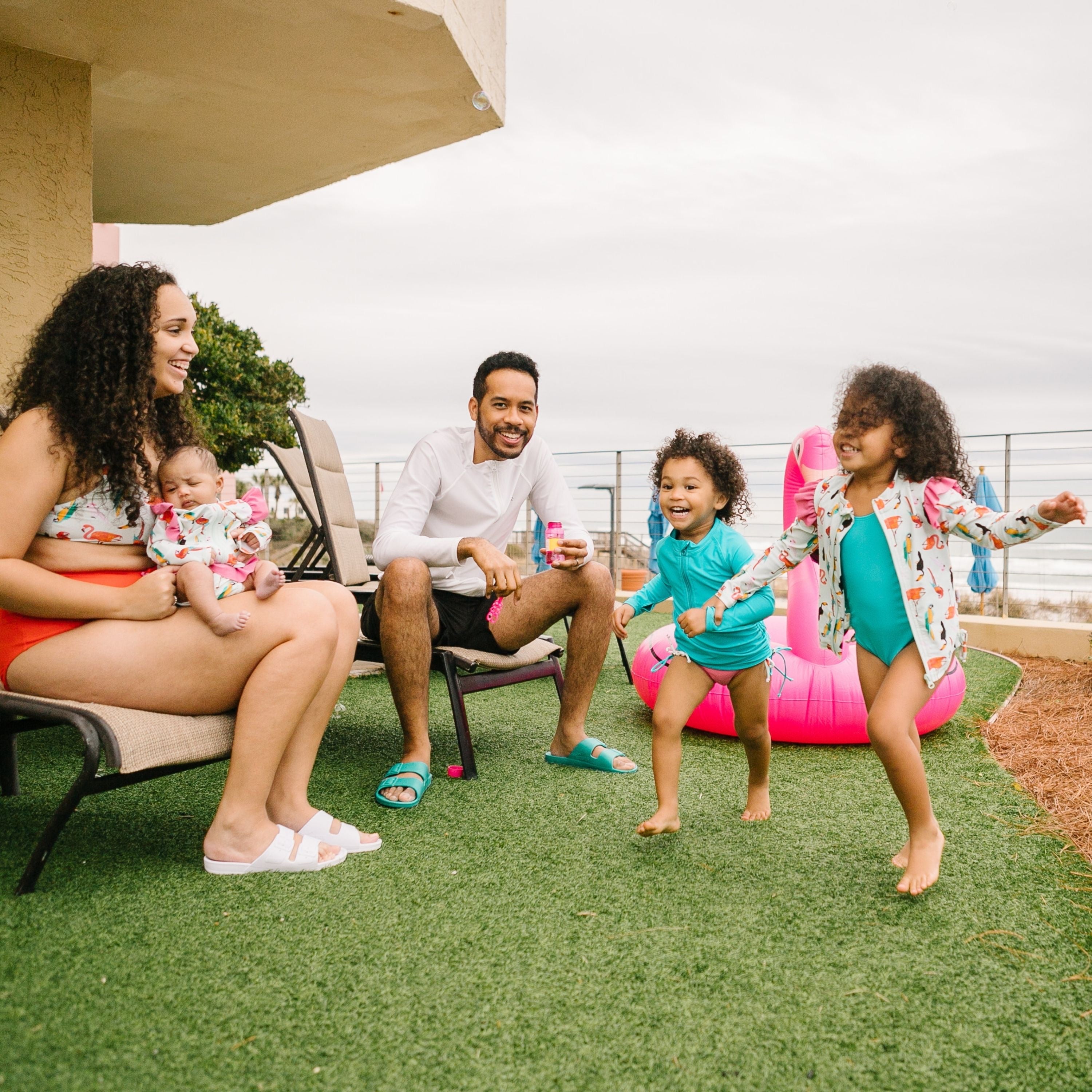 Girls Long Sleeve Swim Dress Cover Up | "Scuba Blue"-SwimZip UPF 50+ Sun Protective Swimwear & UV Zipper Rash Guards-pos9