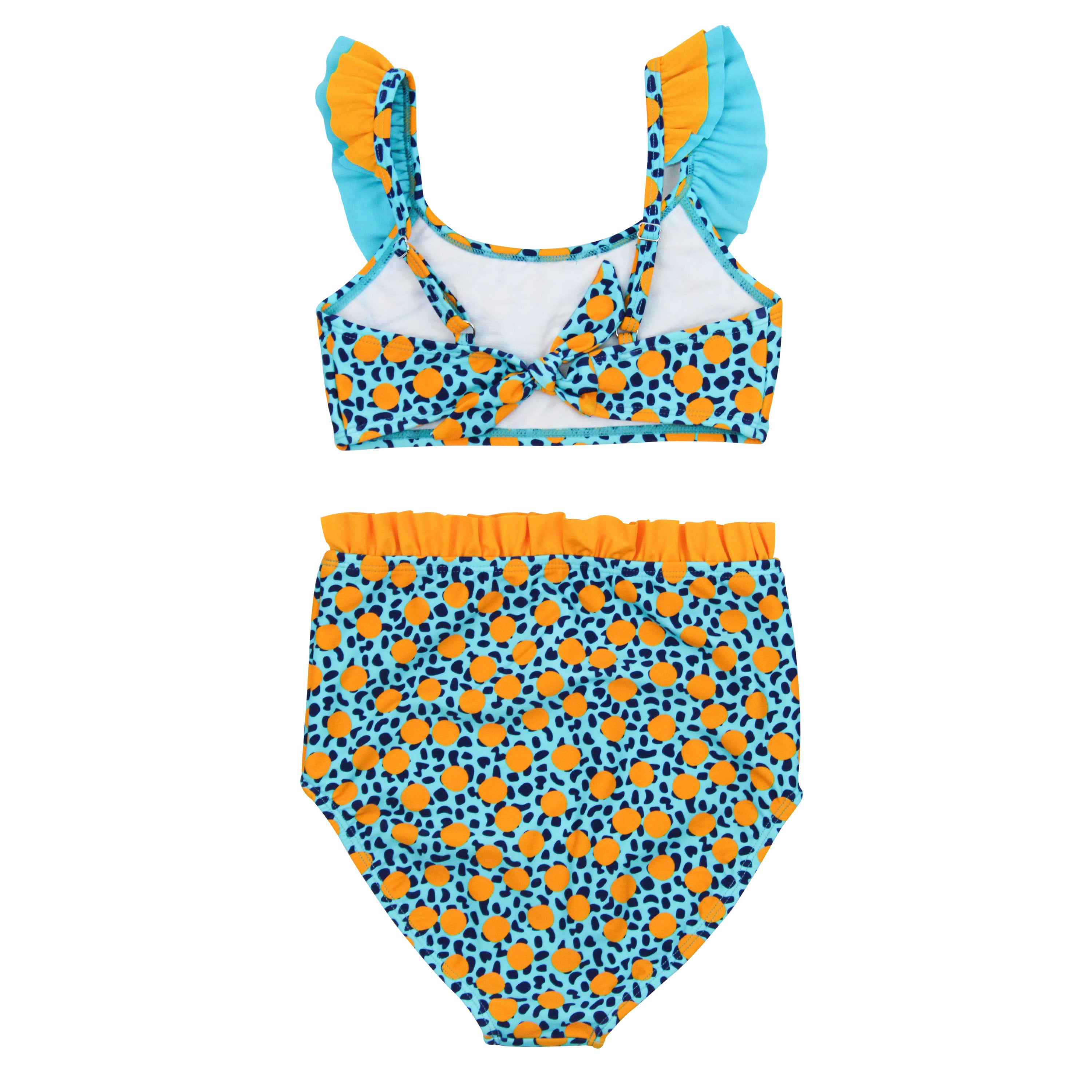 Girls Bikini 2 Piece Ruffle Swimsuit Set - "Geo Party"-SwimZip UPF 50+ Sun Protective Swimwear & UV Zipper Rash Guards-pos4