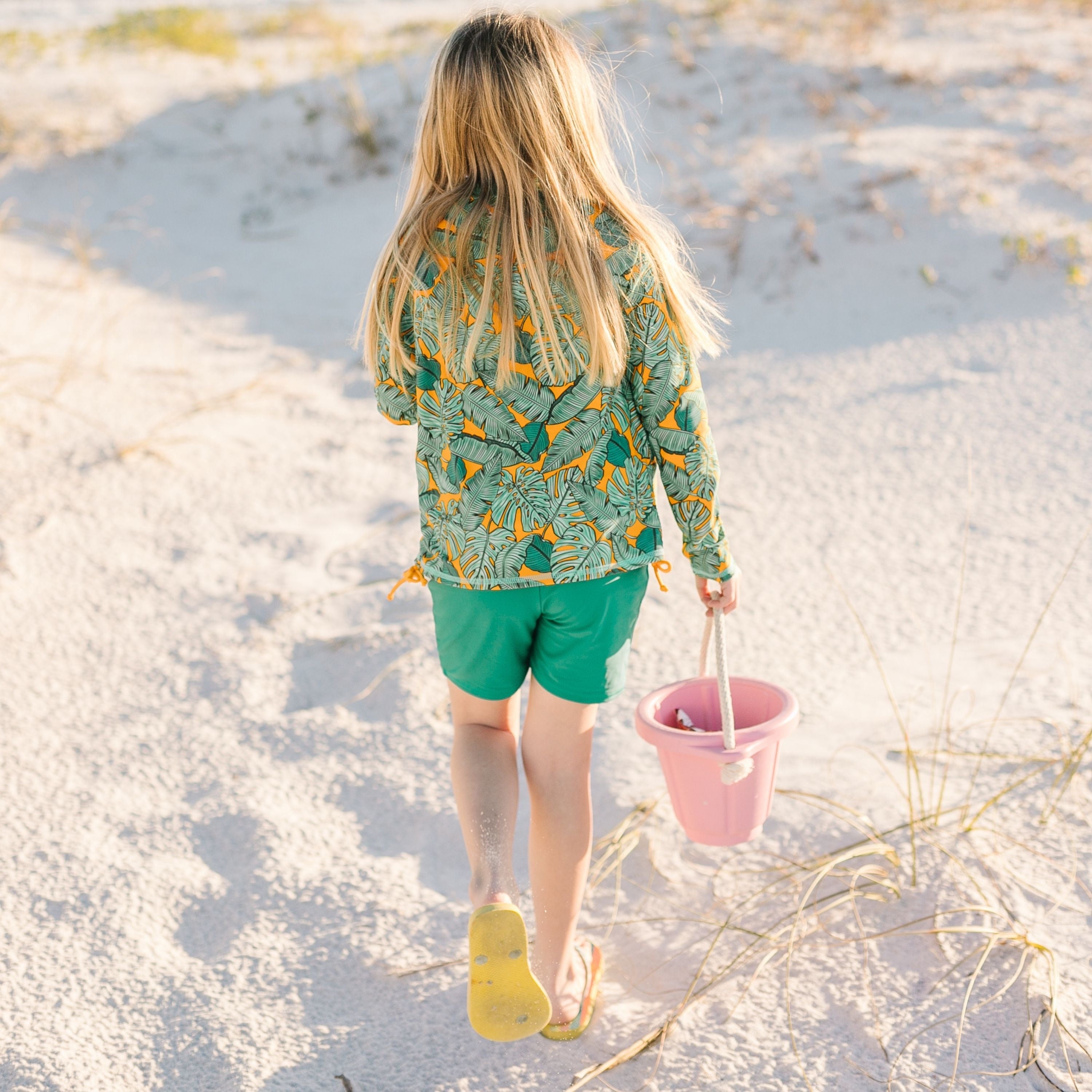 Girls Long Sleeve Rash Guard + Tankini Shorts Set (3 Piece) | "The Tropics"-SwimZip UPF 50+ Sun Protective Swimwear & UV Zipper Rash Guards-pos5