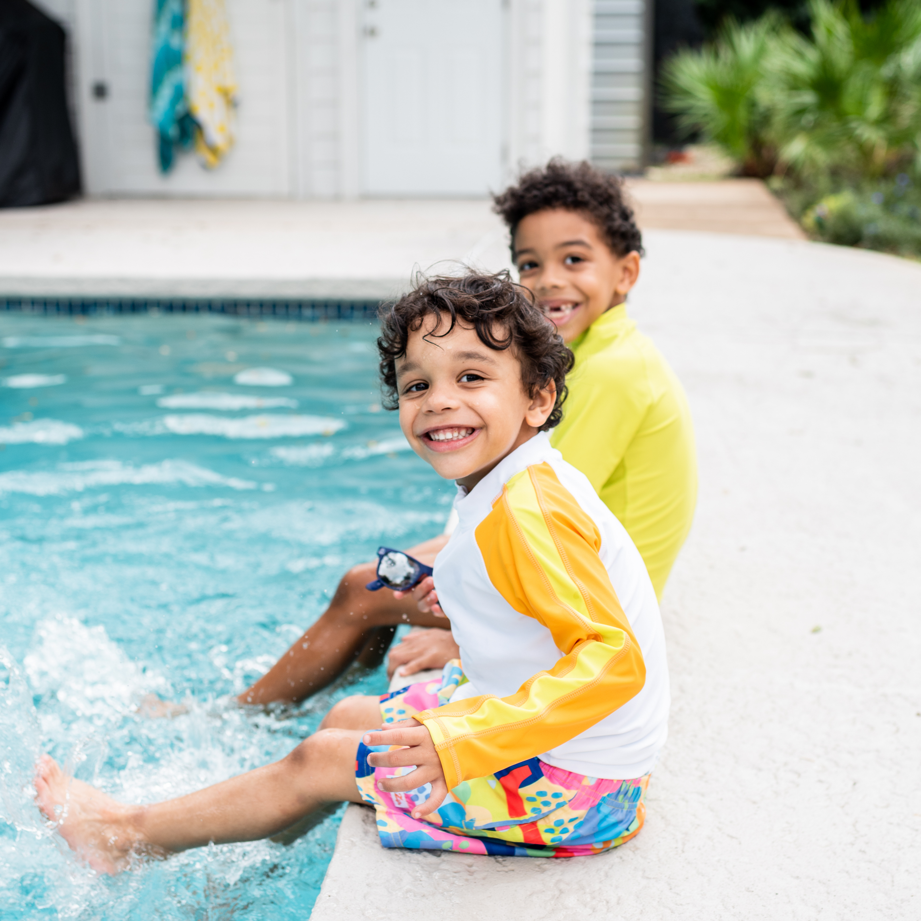 Boys Long Sleeve Zipper Rash Guard and Swim Trunk Set | "Joyful"-SwimZip UPF 50+ Sun Protective Swimwear & UV Zipper Rash Guards-pos6