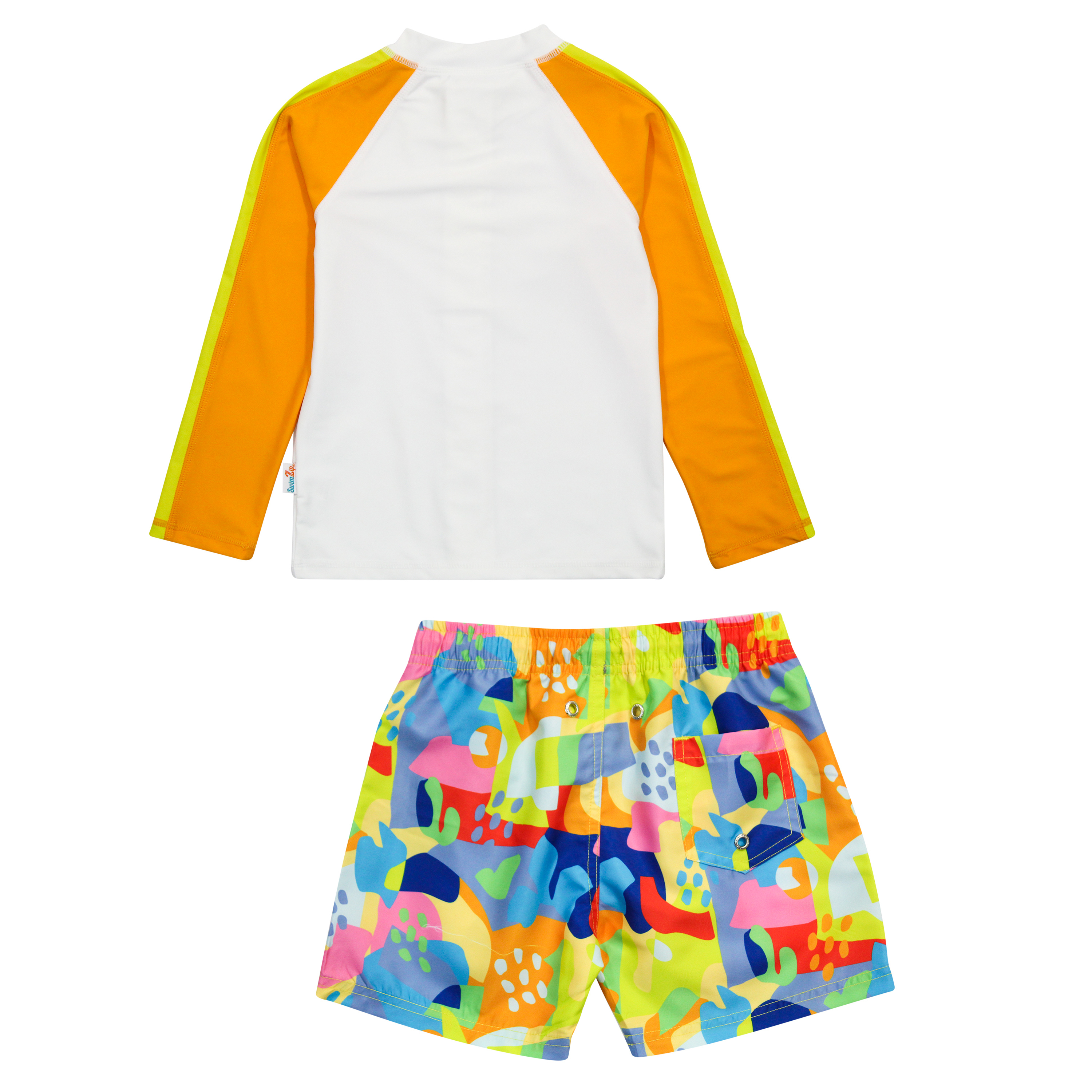Boys Long Sleeve Zipper Rash Guard and Swim Trunk Set | "Joyful"-SwimZip UPF 50+ Sun Protective Swimwear & UV Zipper Rash Guards-pos9