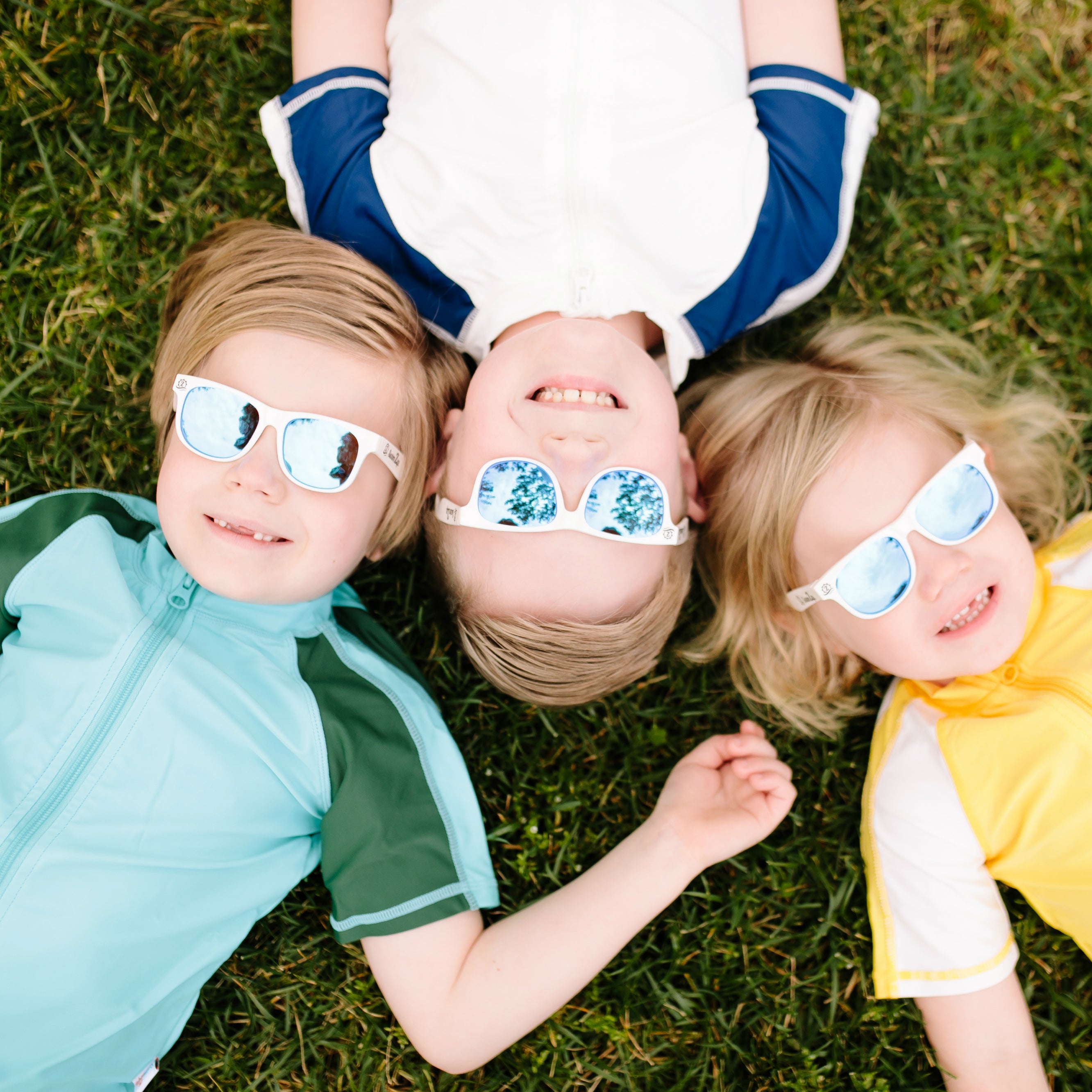 Kids Wayfarer Sunglasses - White-SwimZip UPF 50+ Sun Protective Swimwear & UV Zipper Rash Guards-pos8