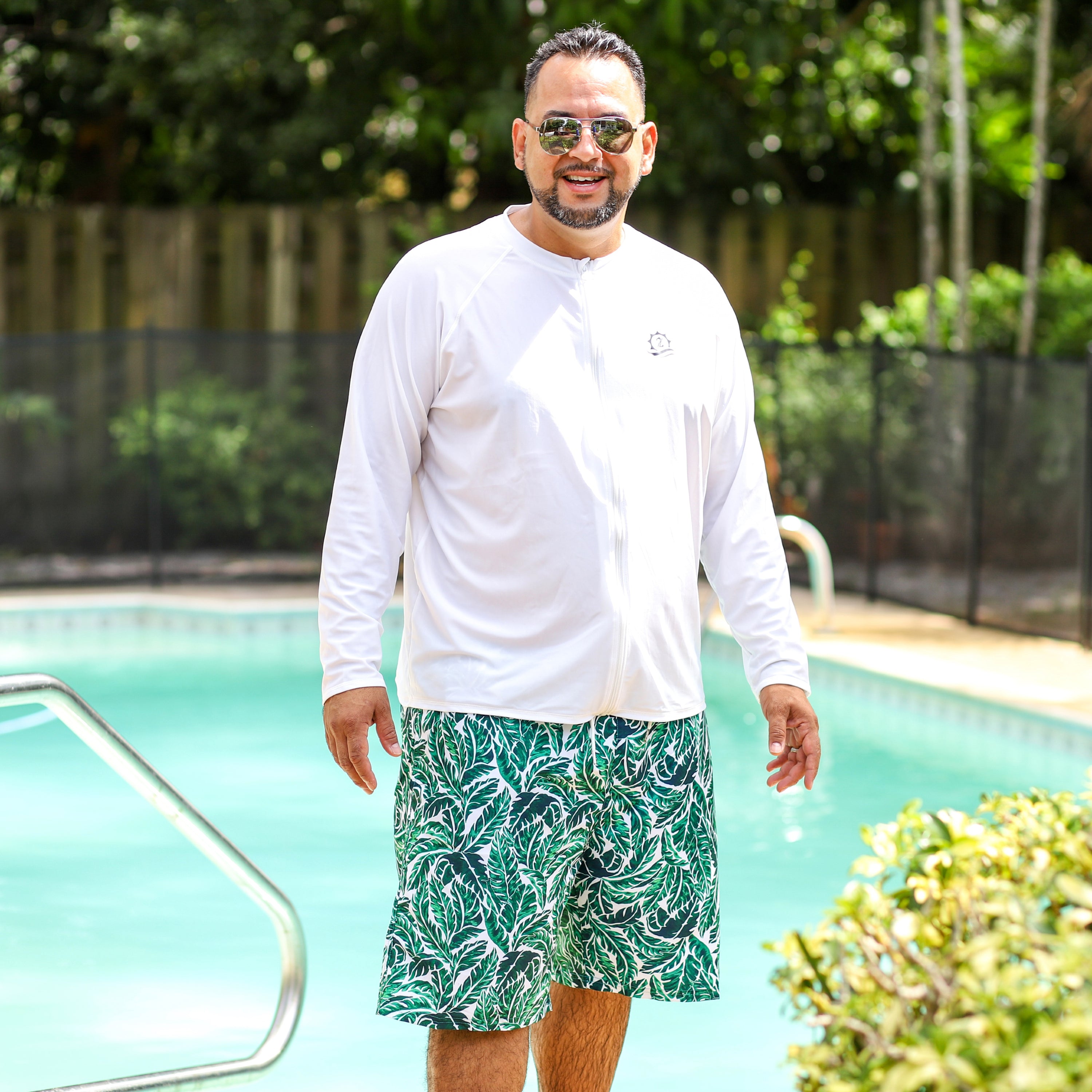 Men's Long Sleeve Rash Guard | "White”-SwimZip UPF 50+ Sun Protective Swimwear & UV Zipper Rash Guards-pos13