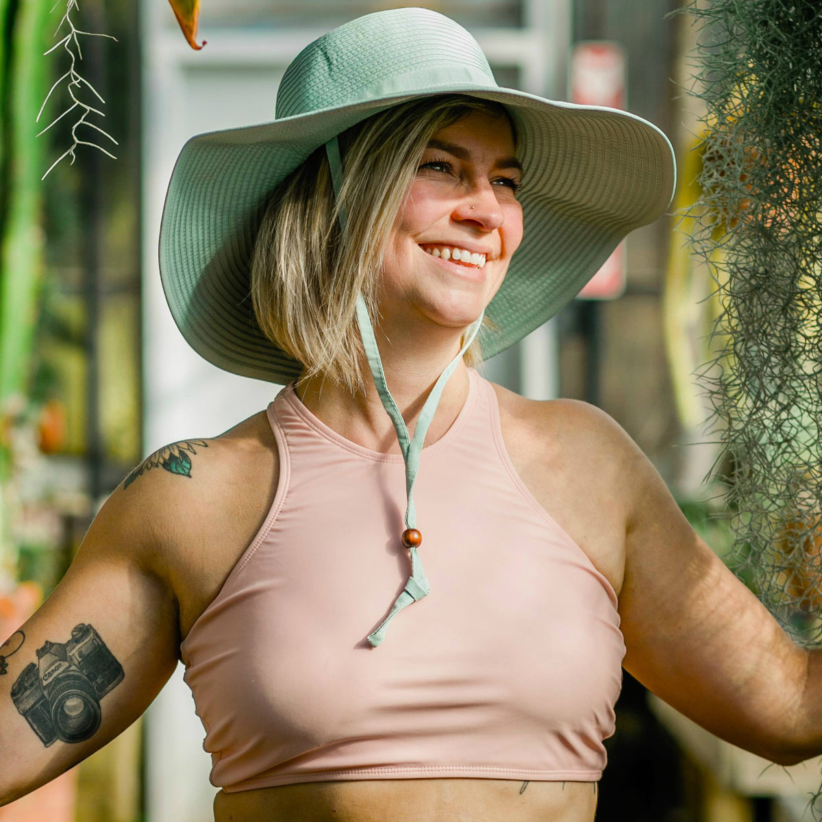 Women's Wide Brim Sun Hat - Mint-SwimZip UPF 50+ Sun Protective Swimwear & UV Zipper Rash Guards-pos2