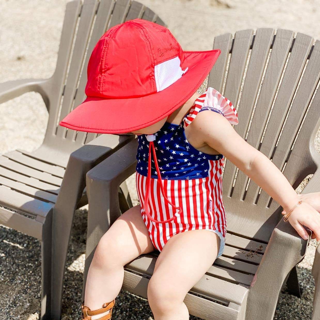 Kids Wide Brim Sun Hat "Fun Sun Day Play Hat" - Red-SwimZip UPF 50+ Sun Protective Swimwear & UV Zipper Rash Guards-pos8