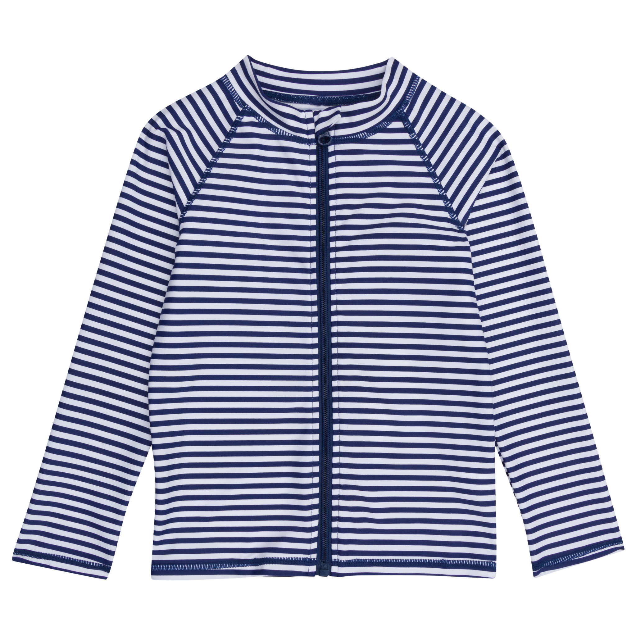 SwimZip Kid's Long Sleeve Rash Guard - Stunner Navy & White Stripe