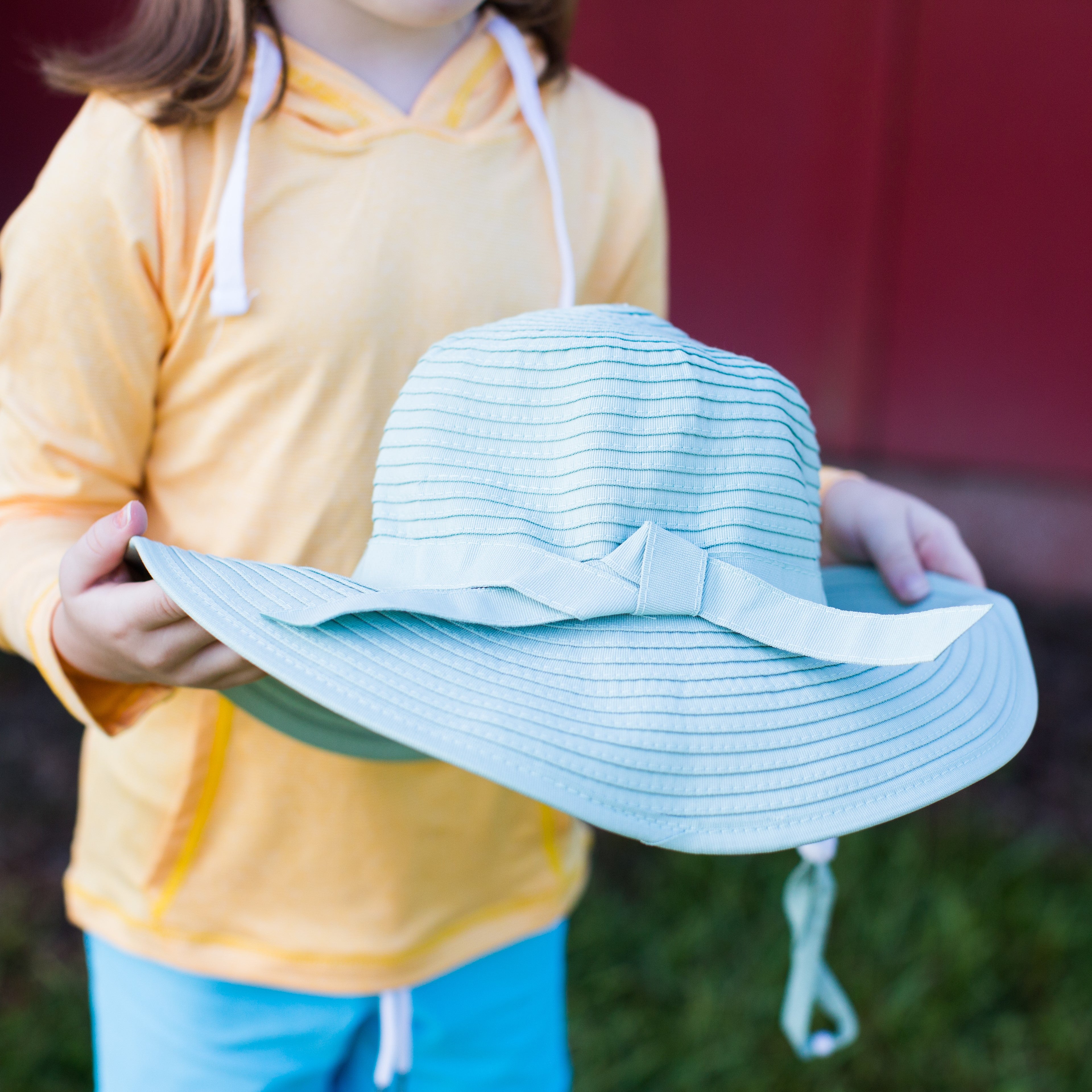 Girls Wide Brim Sun Hat - Mint-SwimZip UPF 50+ Sun Protective Swimwear & UV Zipper Rash Guards-pos6