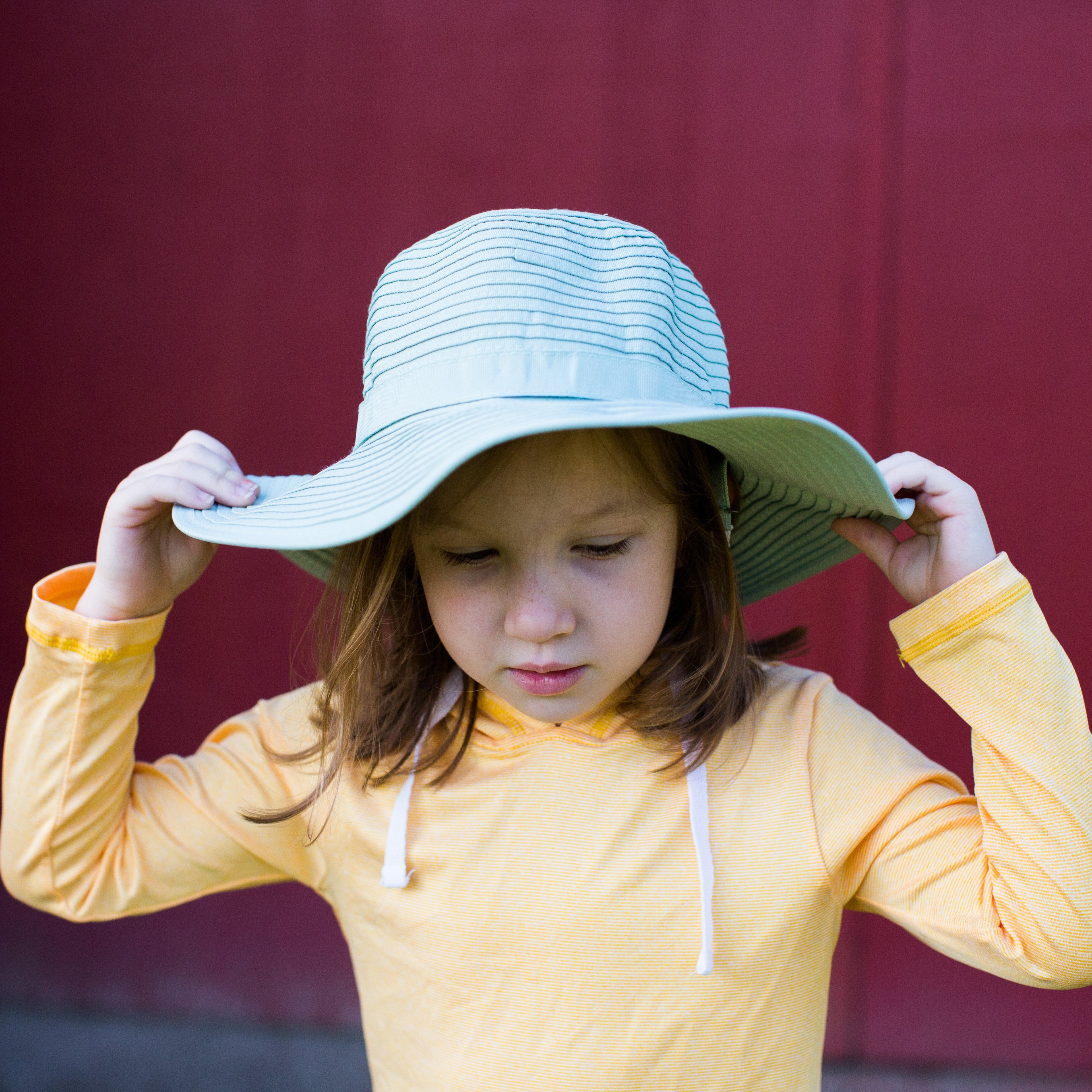 Girls Wide Brim Sun Hat - Mint-SwimZip UPF 50+ Sun Protective Swimwear & UV Zipper Rash Guards-pos2