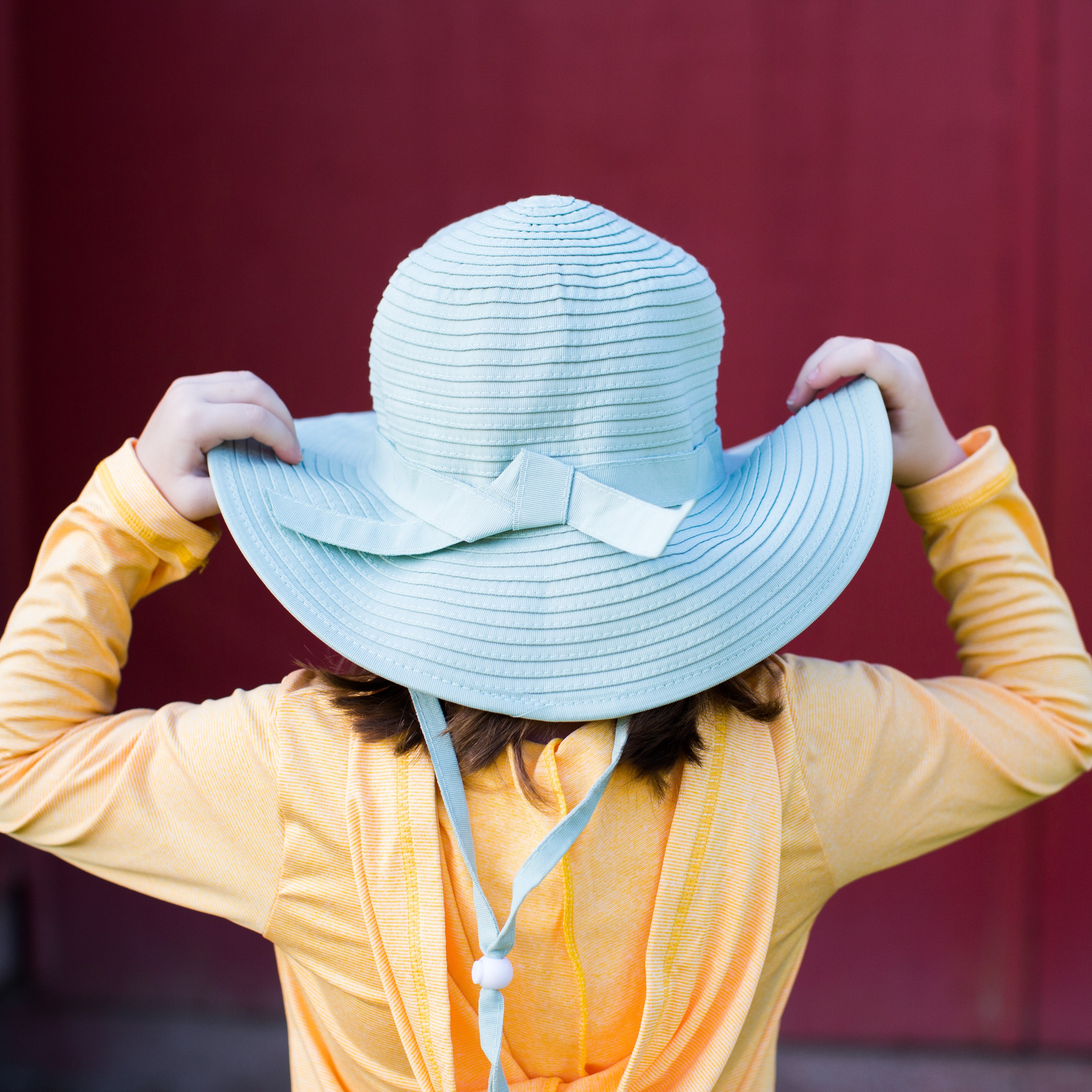 Girls Wide Brim Sun Hat - Mint-SwimZip UPF 50+ Sun Protective Swimwear & UV Zipper Rash Guards-pos5