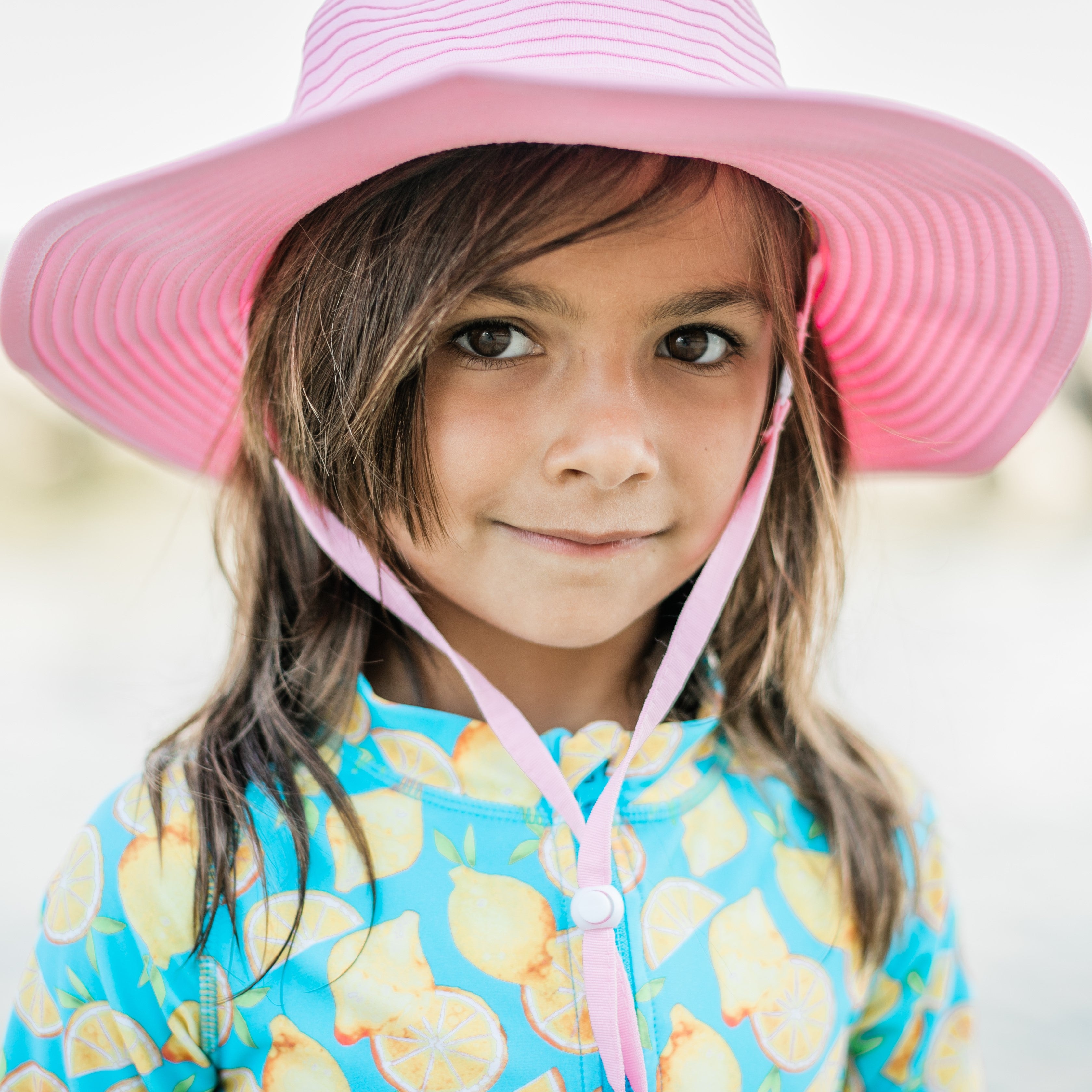 Girls Wide Brim Sun Hat - Pink-SwimZip UPF 50+ Sun Protective Swimwear & UV Zipper Rash Guards-pos3