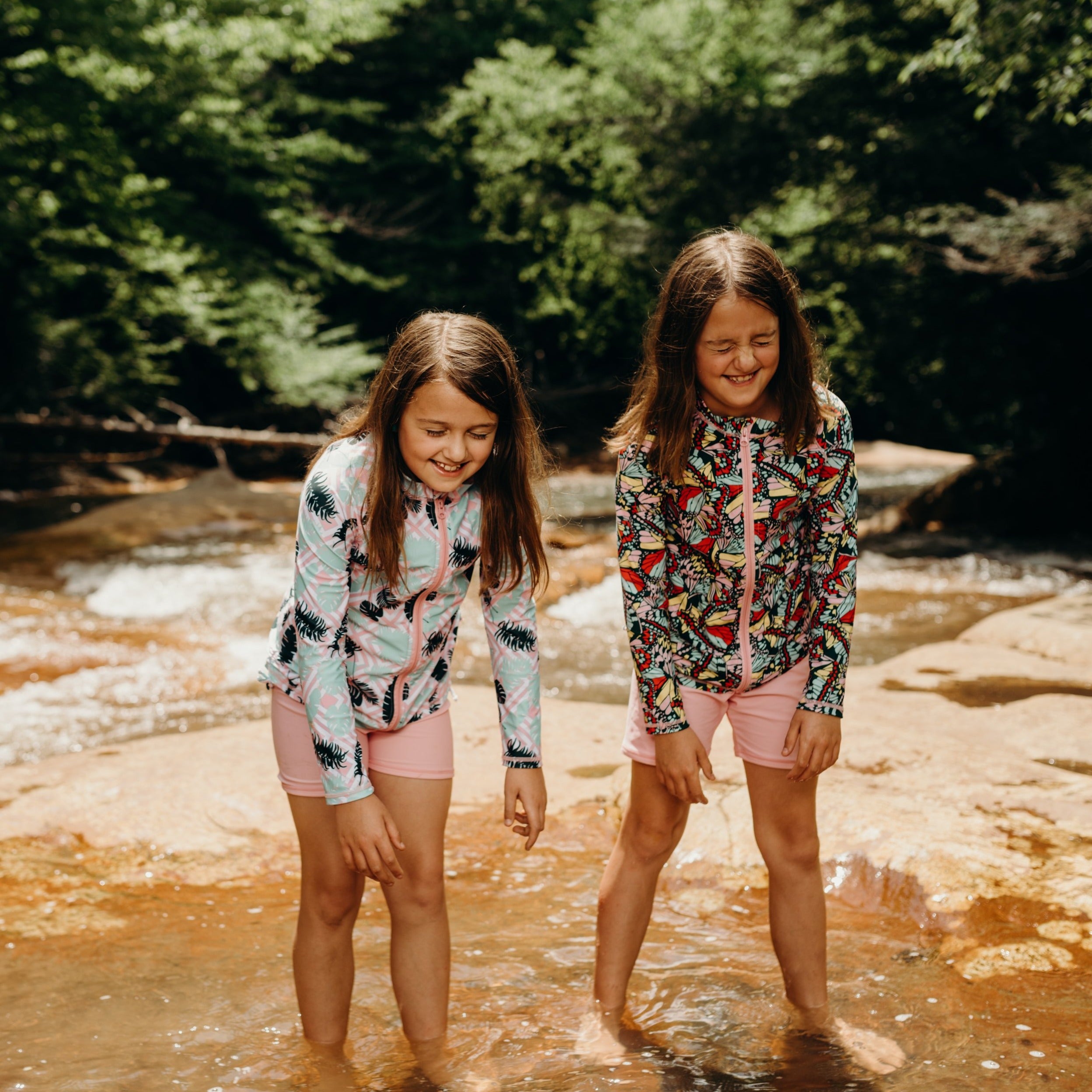 Girls Long Sleeve Rash Guard - “Palm Breeze”-SwimZip UPF 50+ Sun Protective Swimwear & UV Zipper Rash Guards-pos4