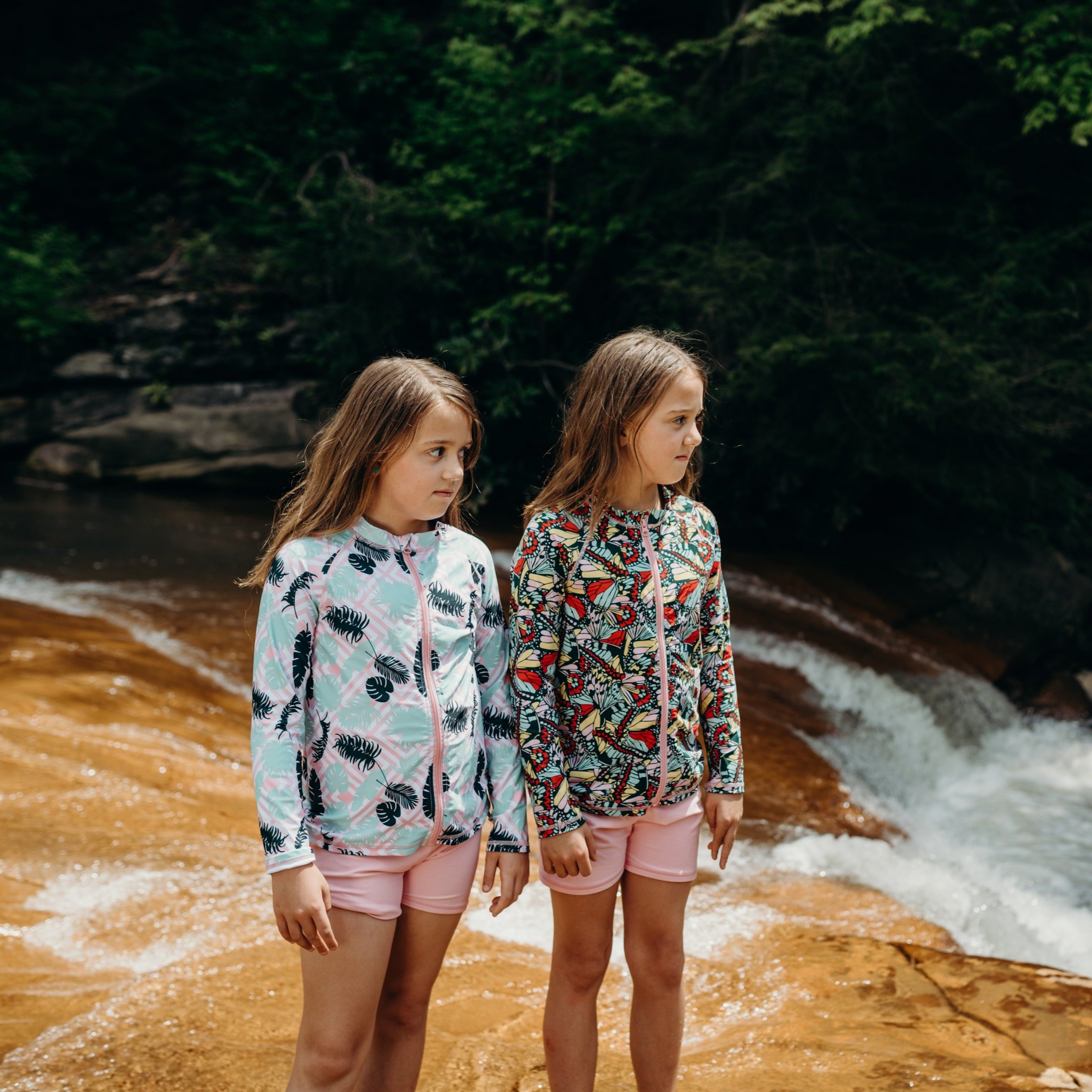 Girls Long Sleeve Rash Guard - “Butterfly Love”-SwimZip UPF 50+ Sun Protective Swimwear & UV Zipper Rash Guards-pos2
