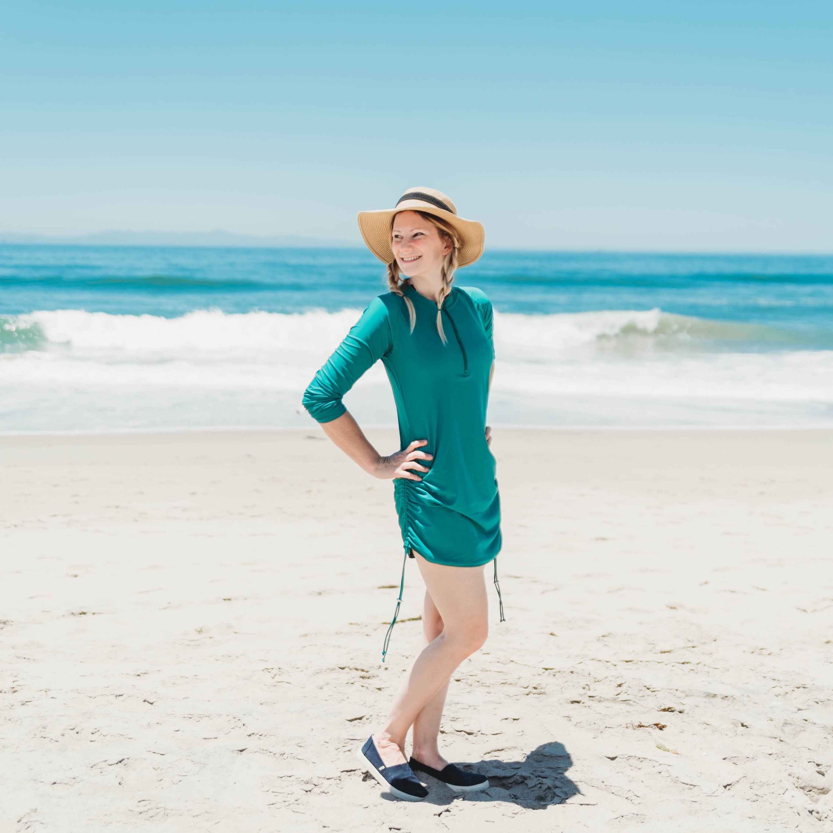 Women's Half Zip Swim Dress Cover Up | "Greenlake"-SwimZip UPF 50+ Sun Protective Swimwear & UV Zipper Rash Guards-pos15