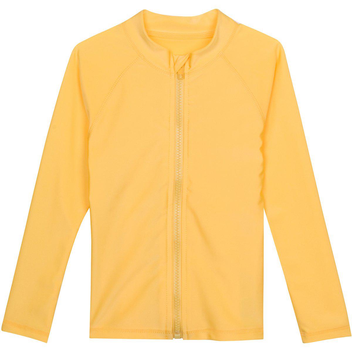 Kids UPF 50+ Long Sleeve Zipper Rash Guard Swim Shirt | "Yellow"-6-12 Month-Yellow-SwimZip UPF 50+ Sun Protective Swimwear & UV Zipper Rash Guards-pos1