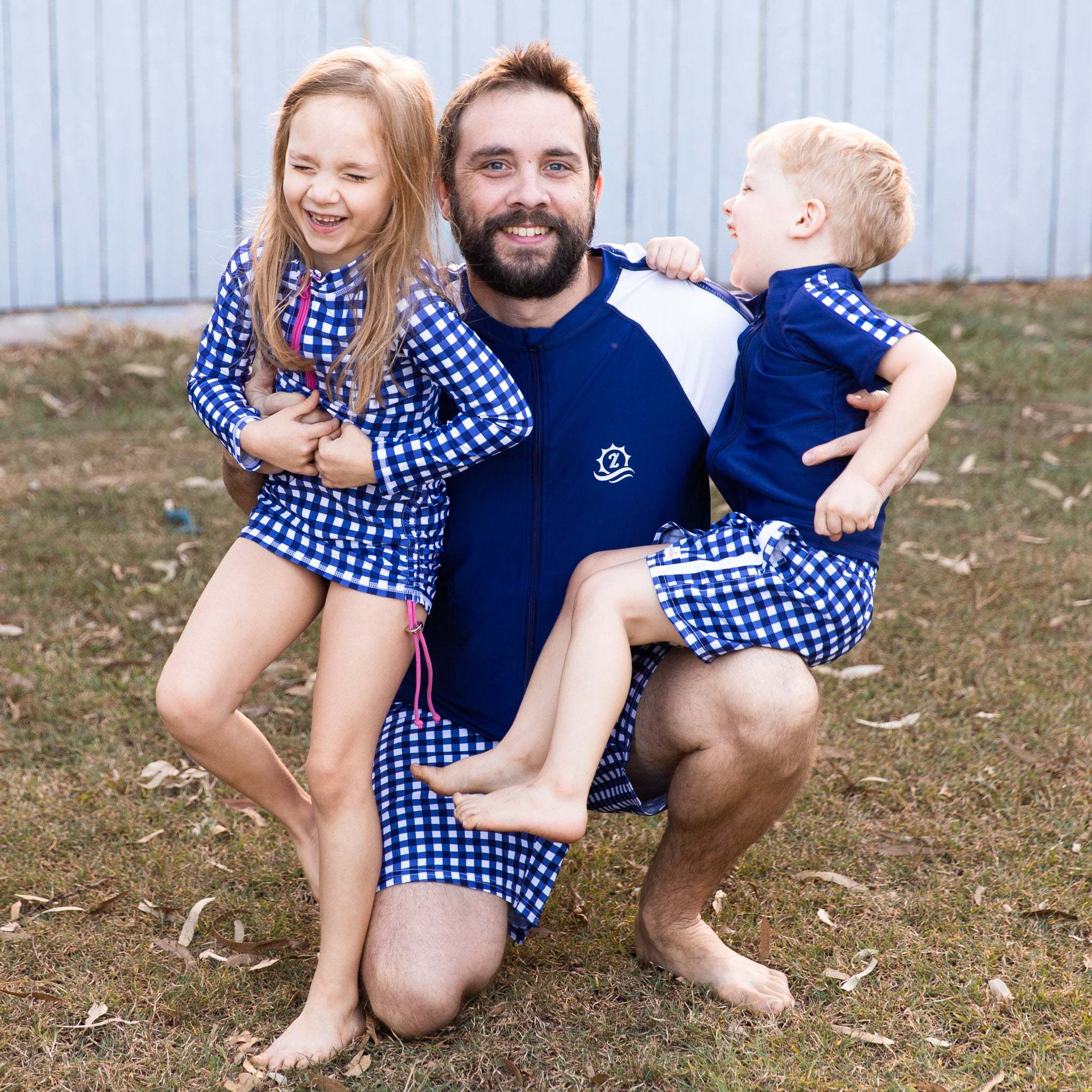 Men's 8" Swim Trunks Boxer Brief Liner | "Navy Gingham"-SwimZip UPF 50+ Sun Protective Swimwear & UV Zipper Rash Guards-pos2