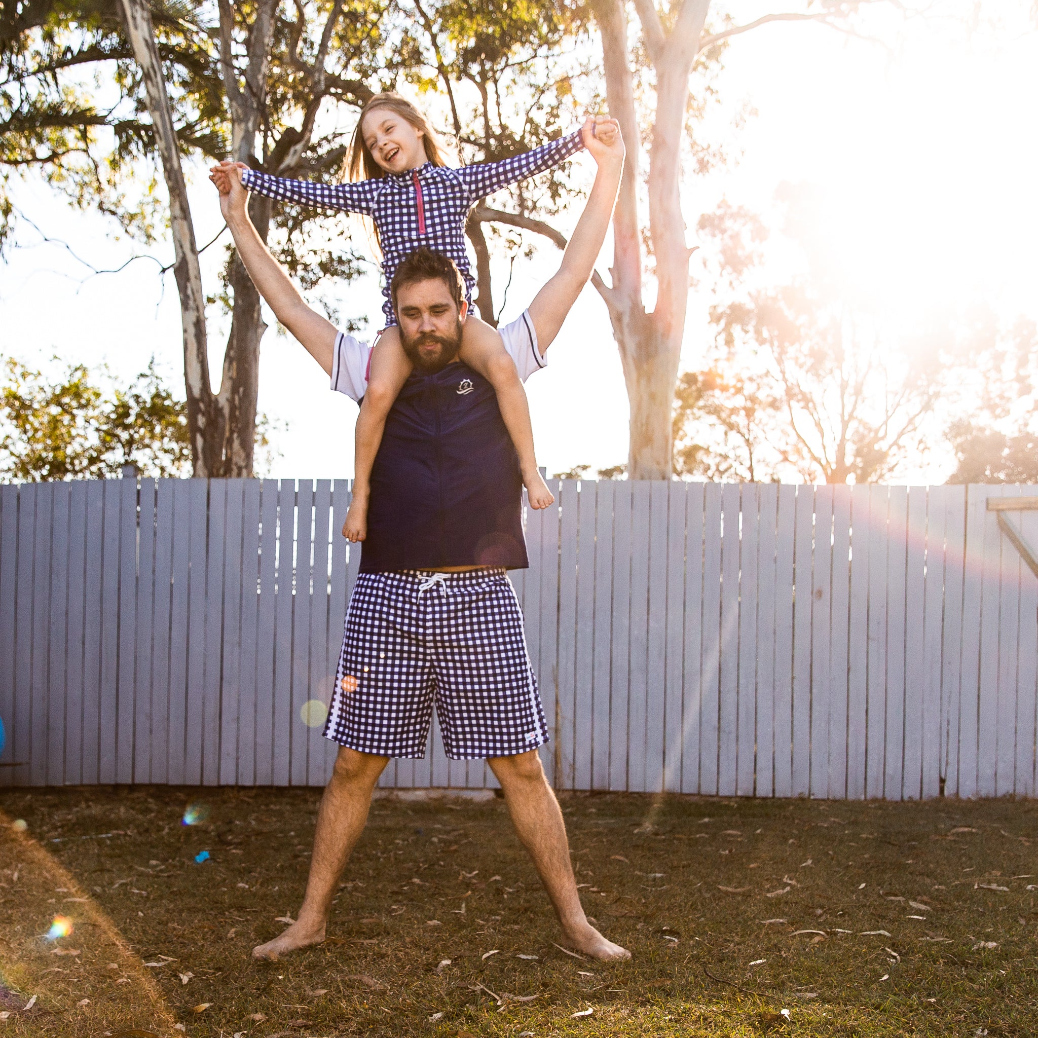 Men's 8" Swim Trunks Boxer Brief Liner | "Navy Gingham"-SwimZip UPF 50+ Sun Protective Swimwear & UV Zipper Rash Guards-pos6