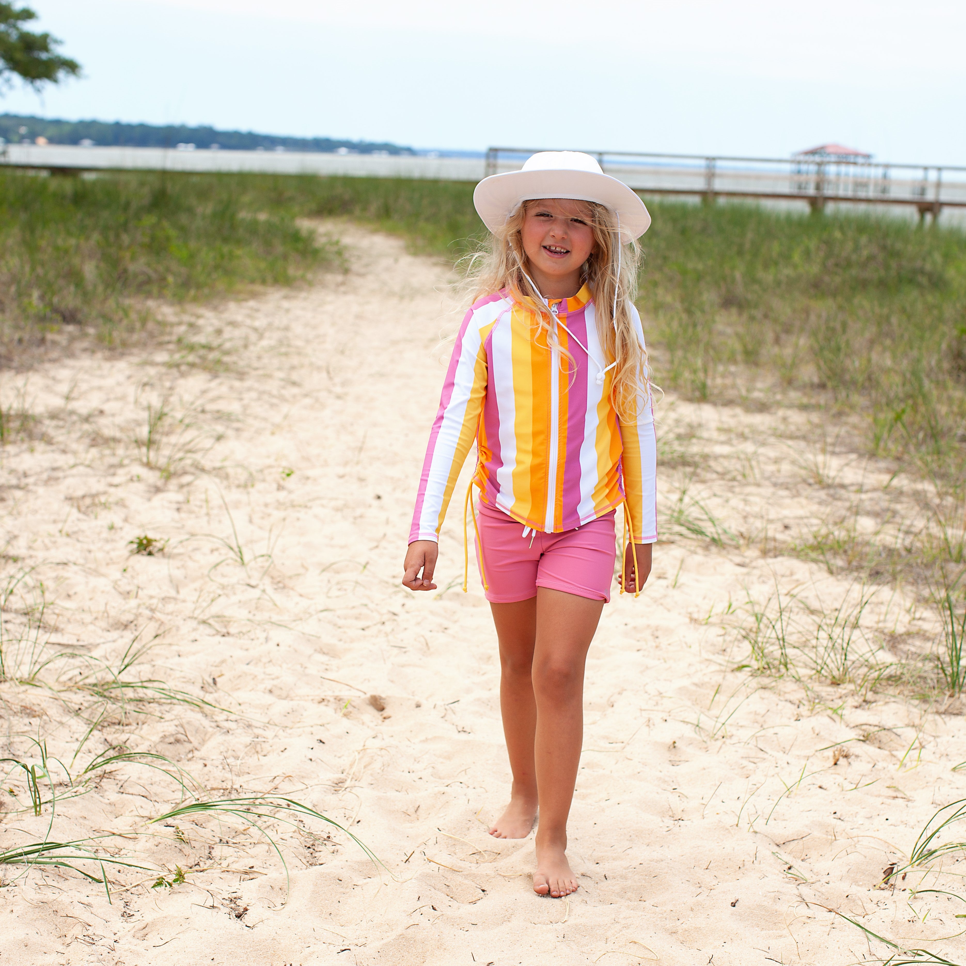 Girls Long Sleeve Rash Guard + Tankini Shorts Set (3 Piece) | "Be Bold"-SwimZip UPF 50+ Sun Protective Swimwear & UV Zipper Rash Guards-pos7