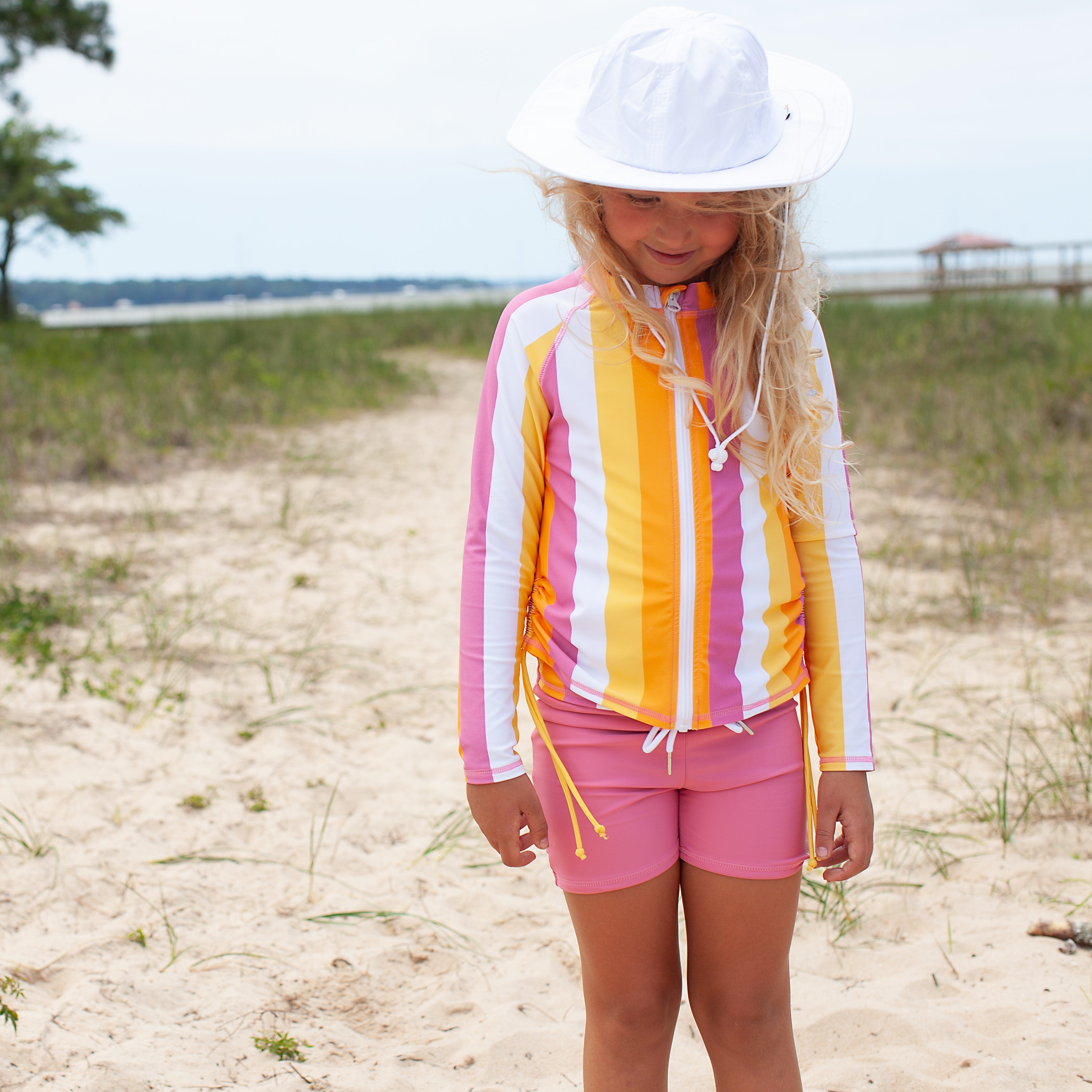Girls Long Sleeve Rash Guard + Tankini Shorts Set (3 Piece) | "Be Bold"-SwimZip UPF 50+ Sun Protective Swimwear & UV Zipper Rash Guards-pos8