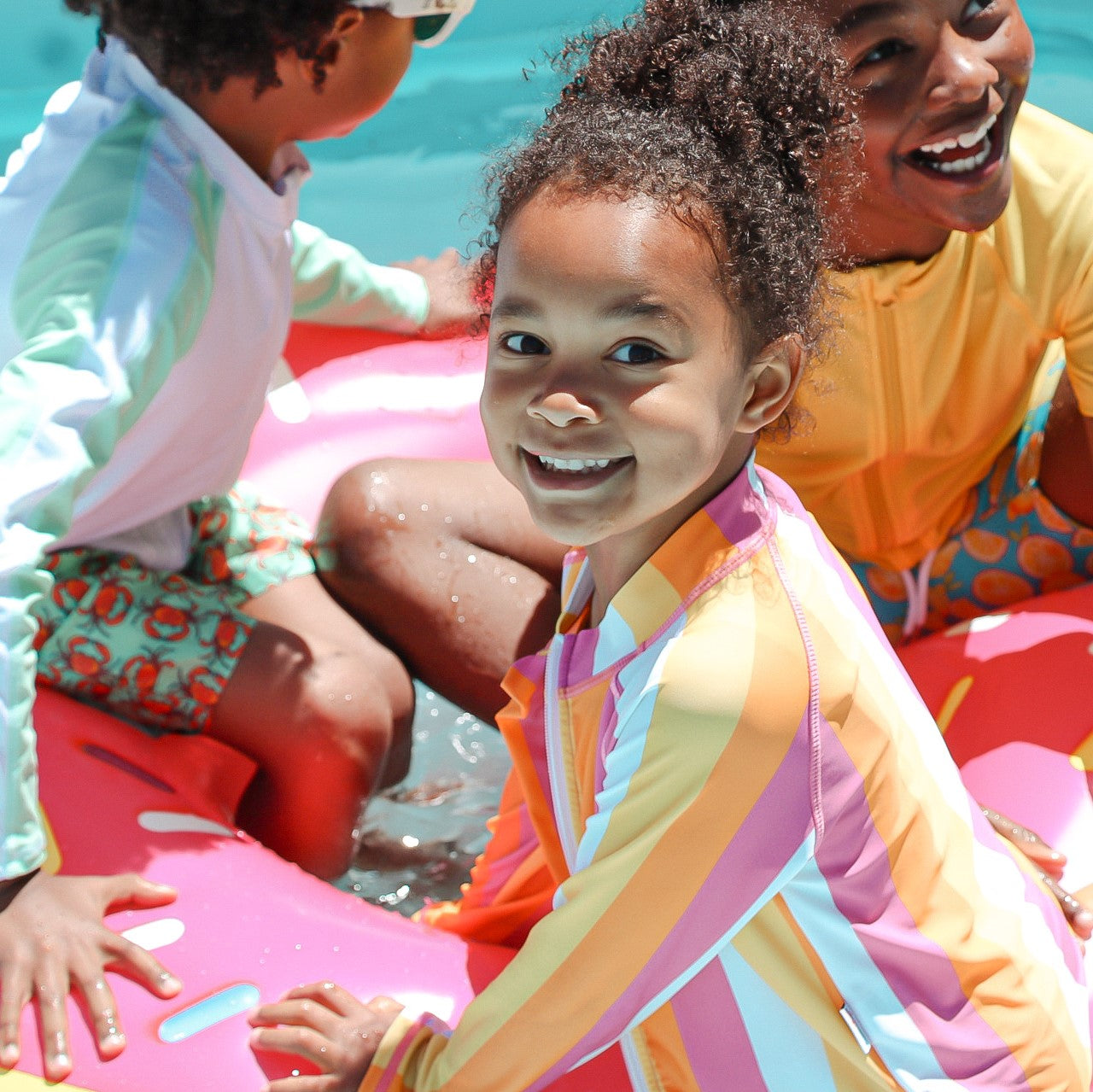 Girls Long Sleeve Rash Guard + Tankini Shorts Set (3 Piece) | "Be Bold"-SwimZip UPF 50+ Sun Protective Swimwear & UV Zipper Rash Guards-pos5