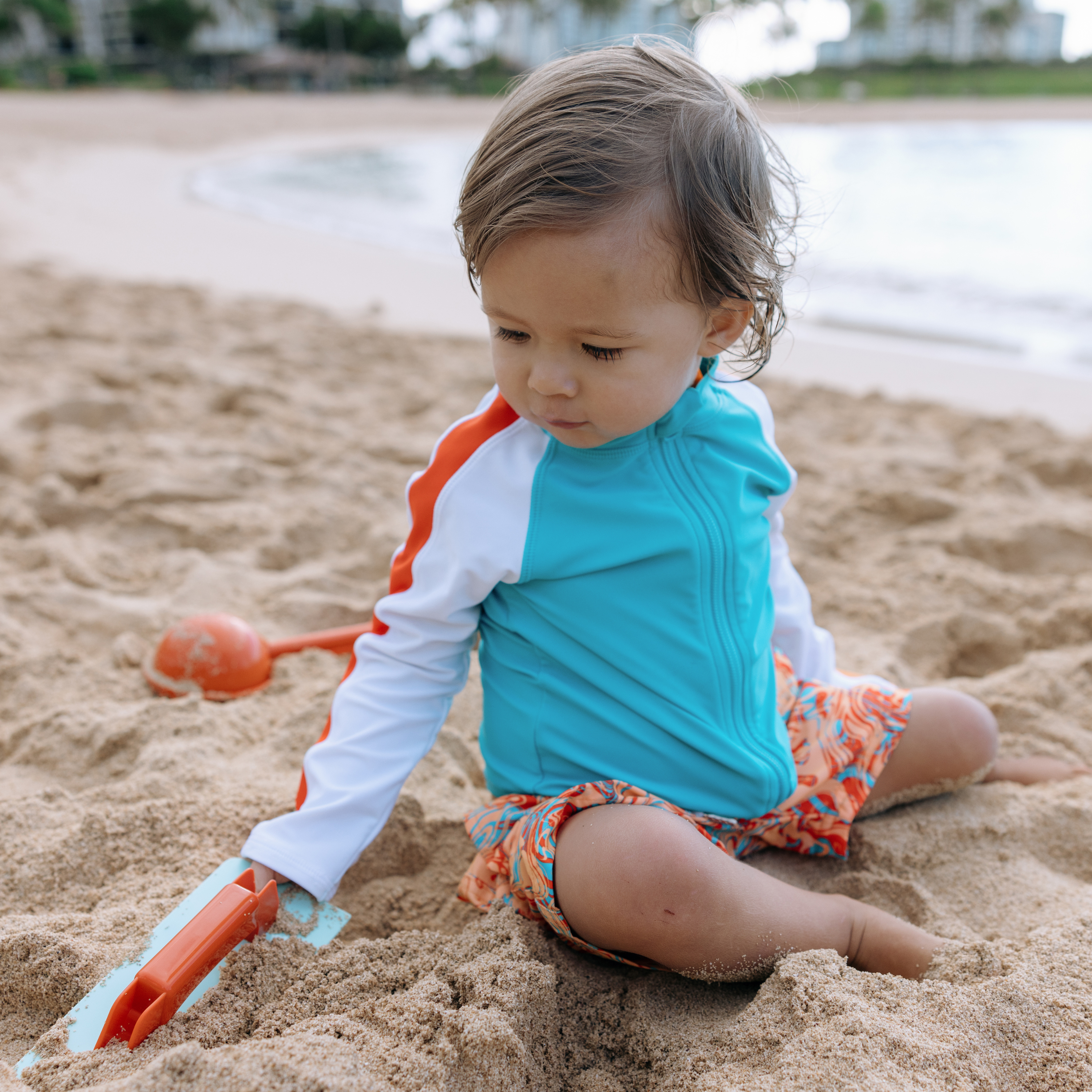 Boys Long Sleeve Zipper Rash Guard and Swim Trunk Set | "Swirl"-SwimZip UPF 50+ Sun Protective Swimwear & UV Zipper Rash Guards-pos3