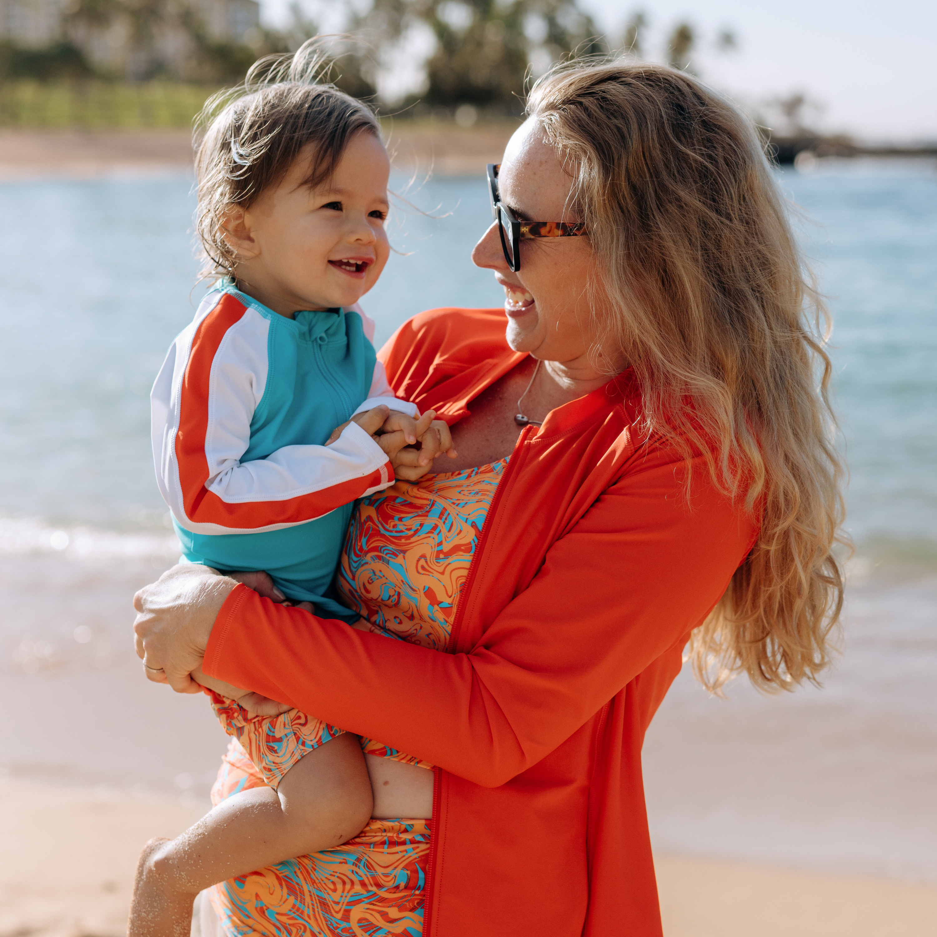 Boys Long Sleeve Zipper Rash Guard and Swim Trunk Set | "Swirl"-SwimZip UPF 50+ Sun Protective Swimwear & UV Zipper Rash Guards-pos9