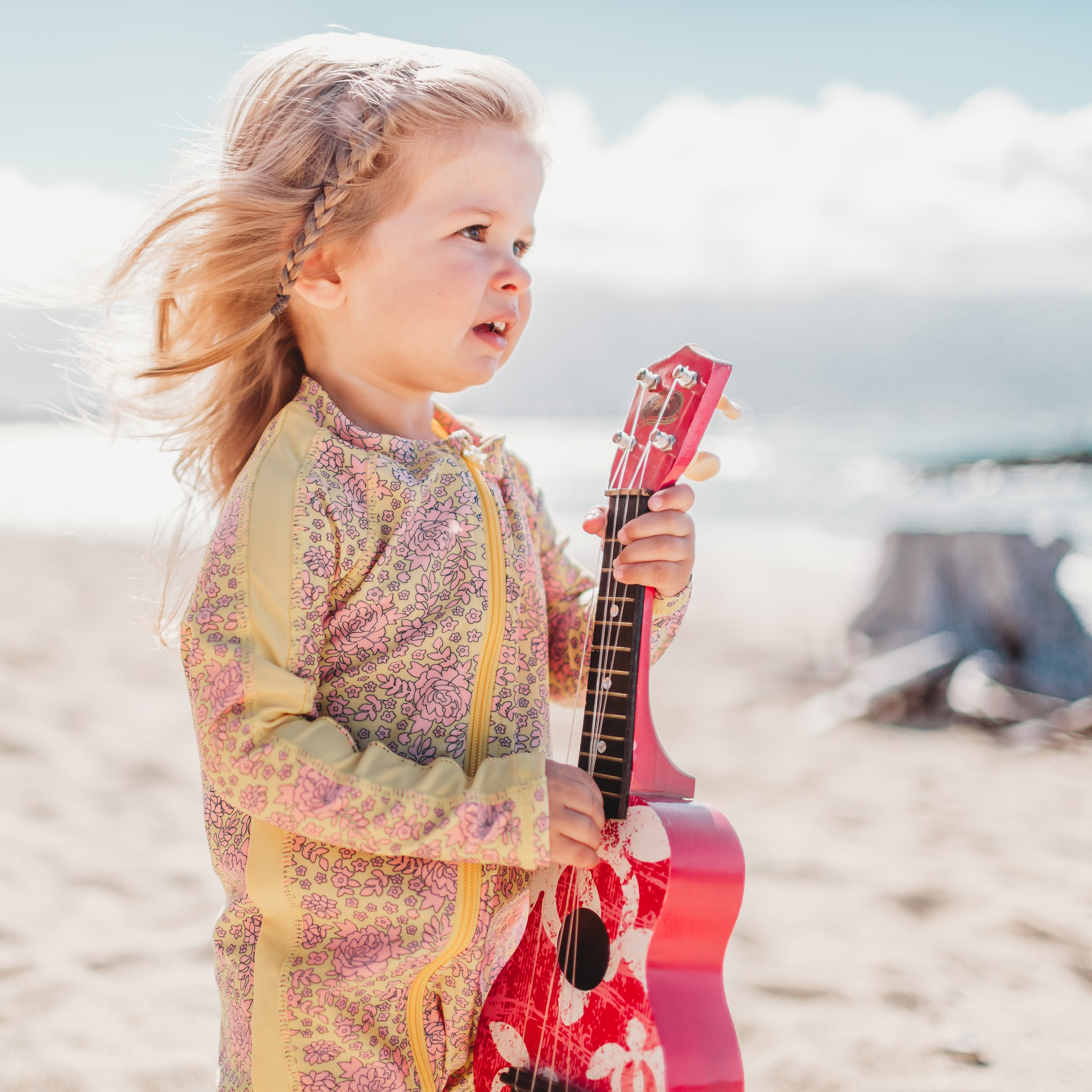 Sunsuit - Long Sleeve Romper Swimsuit | "Ditsy Floral"-SwimZip UPF 50+ Sun Protective Swimwear & UV Zipper Rash Guards-pos2