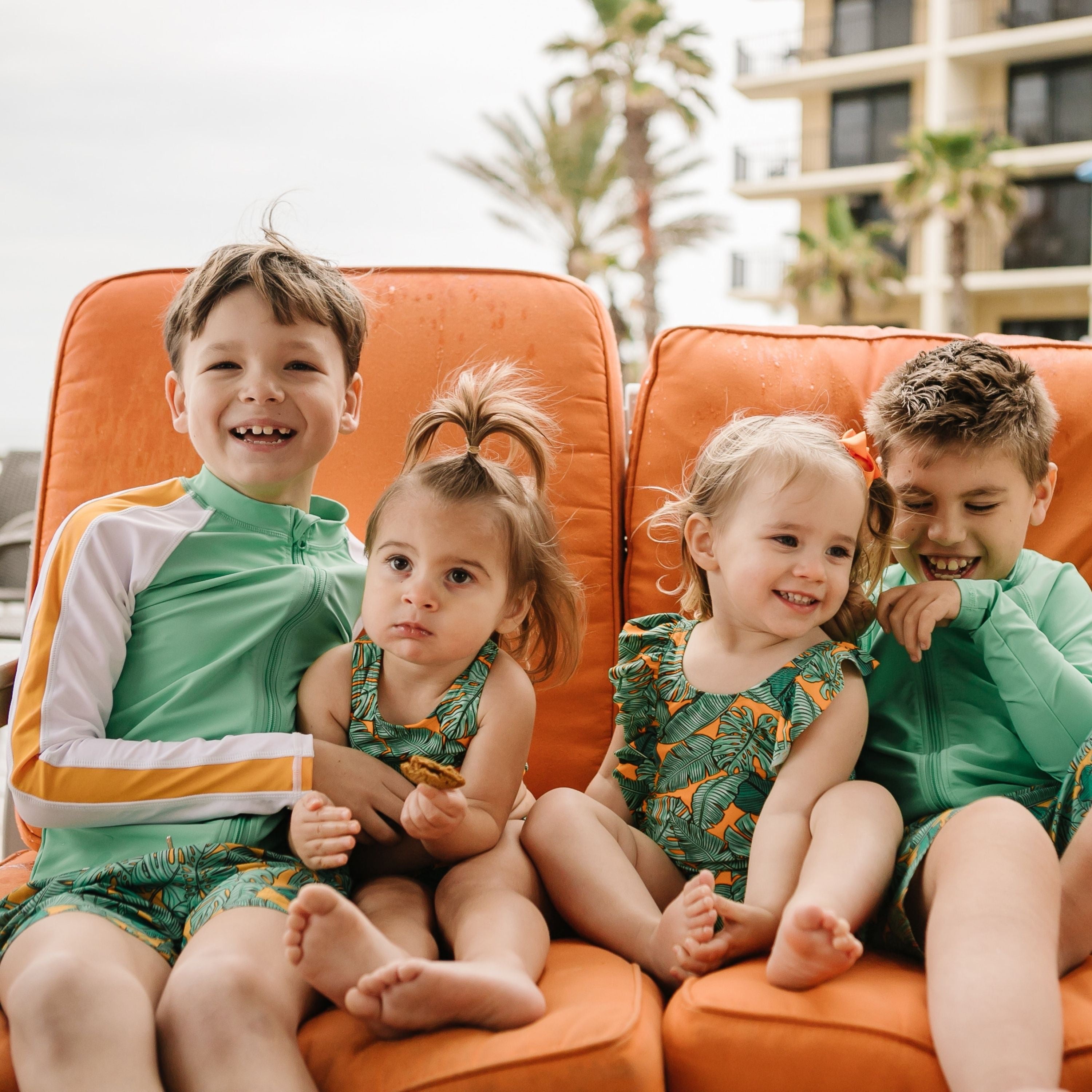 Boys Long Sleeve Zipper Rash Guard and Swim Trunk Set | "The Tropics"-SwimZip UPF 50+ Sun Protective Swimwear & UV Zipper Rash Guards-pos6