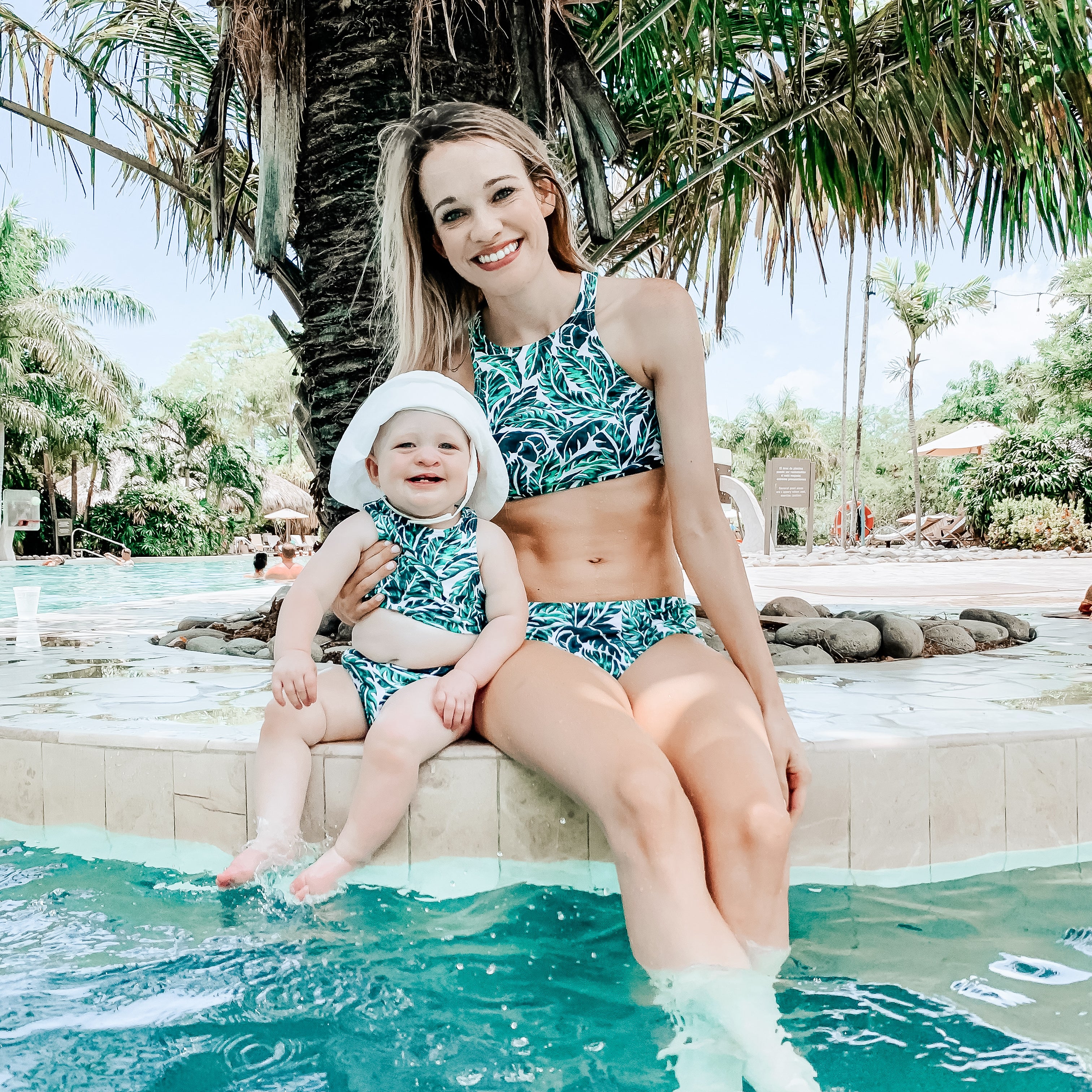 Women's High Waist Bikini Bottoms Ruched | "Palm Leaf"-SwimZip UPF 50+ Sun Protective Swimwear & UV Zipper Rash Guards-pos5