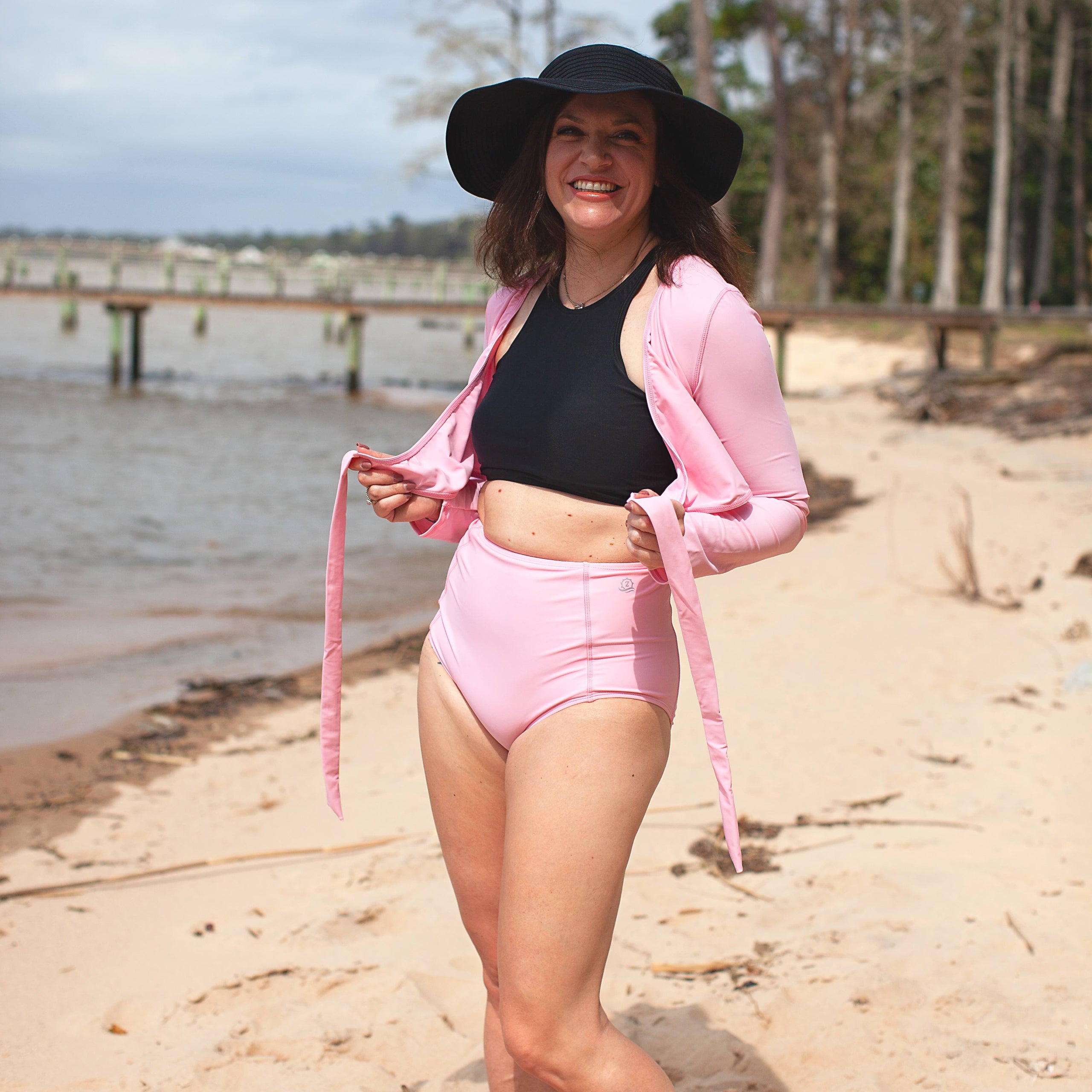 Women's High Waist Bikini Bottoms | "Orchid Pink"-SwimZip UPF 50+ Sun Protective Swimwear & UV Zipper Rash Guards-pos9