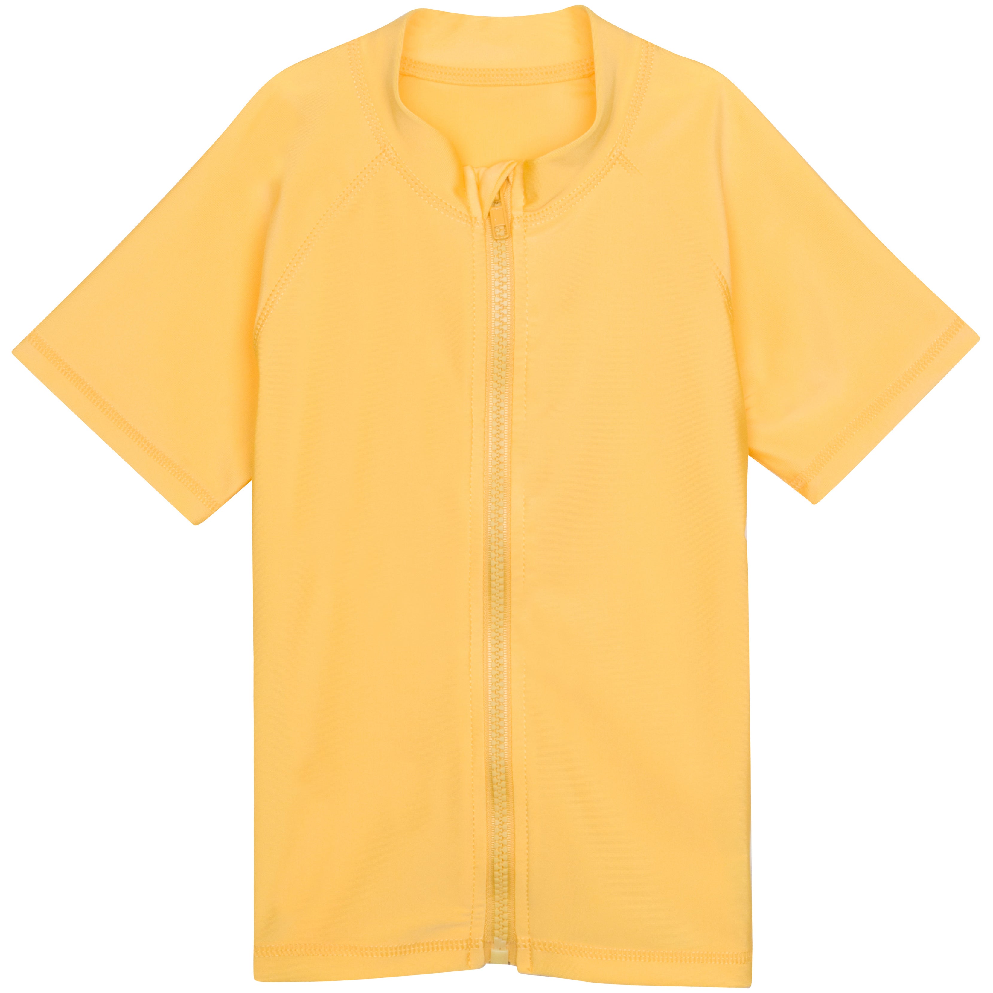 Kids Short Sleeve Zipper Rash Guard Swim Shirt | “Yellow”-SwimZip UPF 50+ Sun Protective Swimwear & UV Zipper Rash Guards-pos1