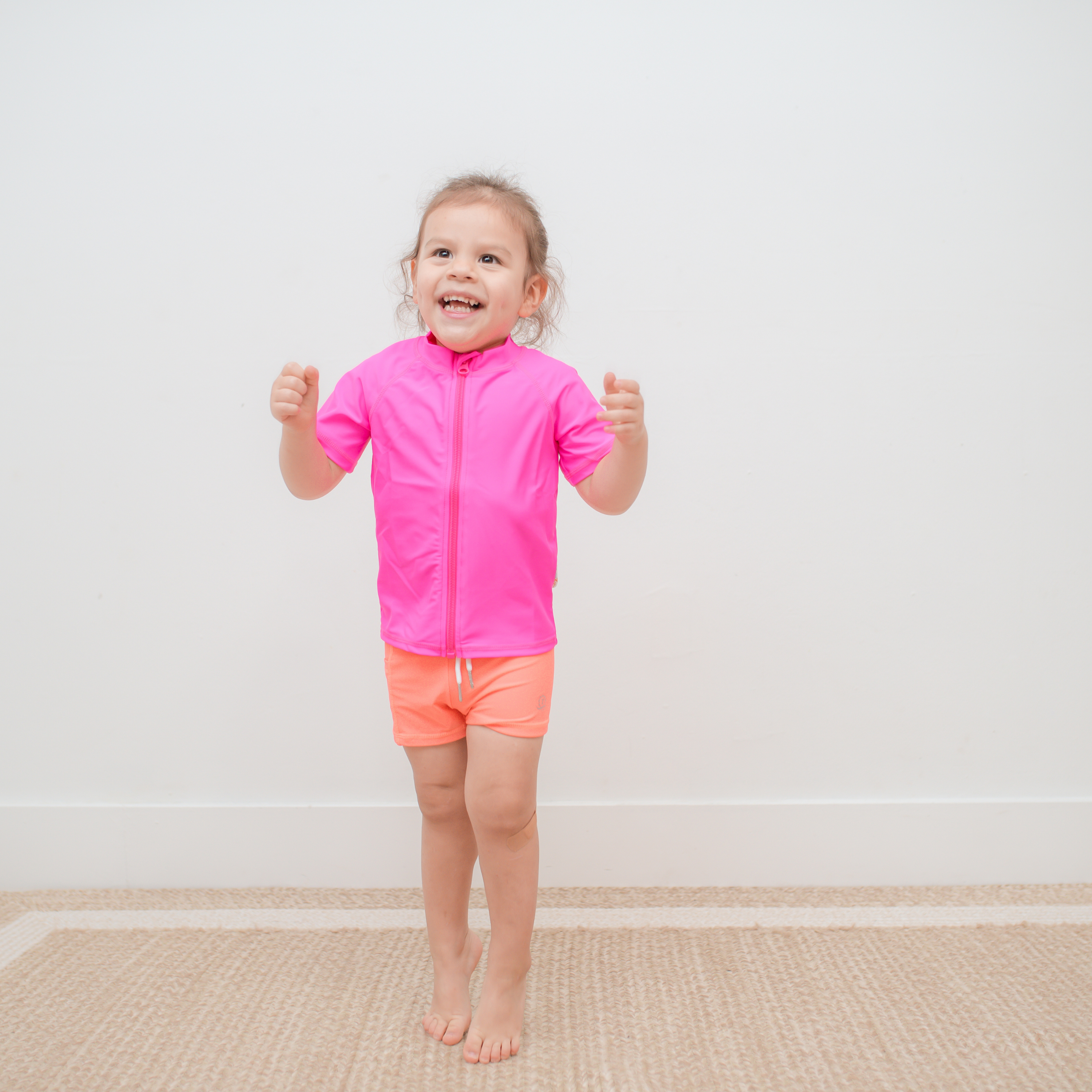 Kids Short Sleeve Zipper Rash Guard Swim Shirt | “Neon Pink”-SwimZip UPF 50+ Sun Protective Swimwear & UV Zipper Rash Guards-pos8