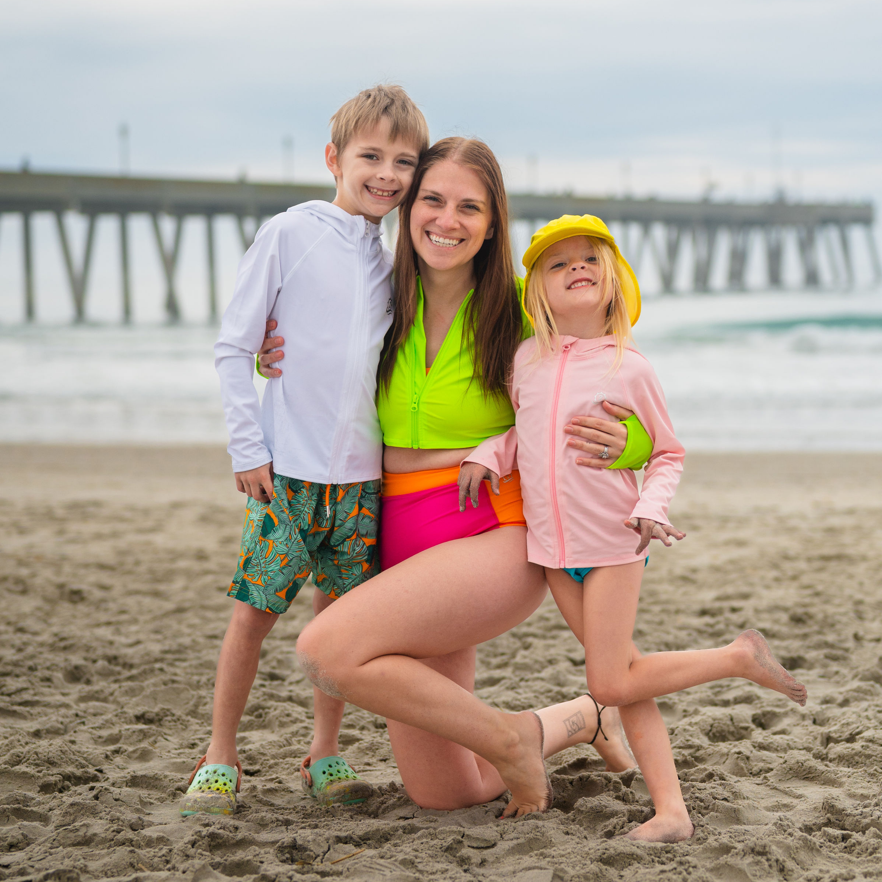 Kids Hooded Long Sleeve Zipper Rash Guard Swim Shirt | "Pink"-SwimZip UPF 50+ Sun Protective Swimwear & UV Zipper Rash Guards-pos3