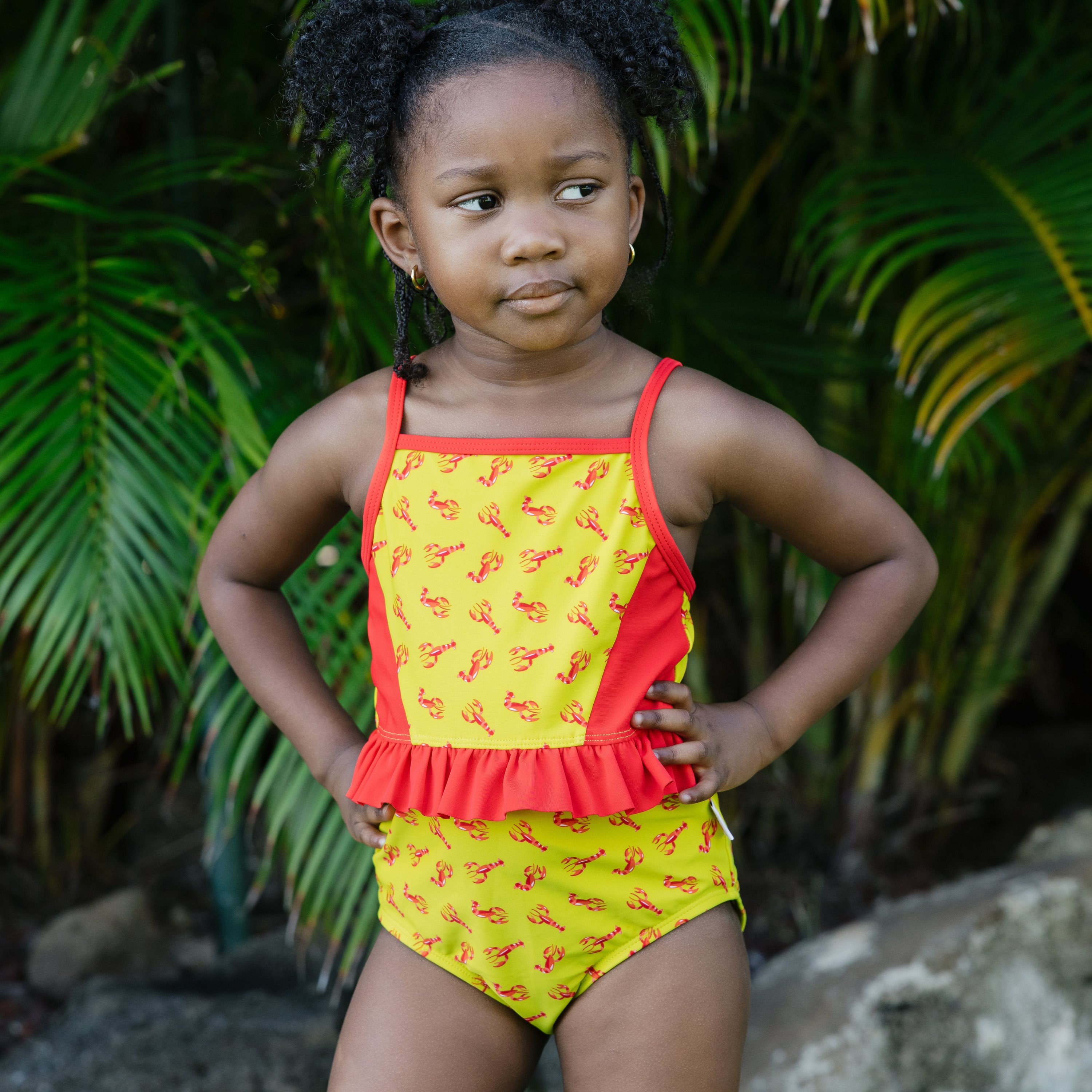 Girls One-Piece Swimsuit + Long Sleeve Rash Guard Set (2 Piece) | "Lobster"-SwimZip UPF 50+ Sun Protective Swimwear & UV Zipper Rash Guards-pos9