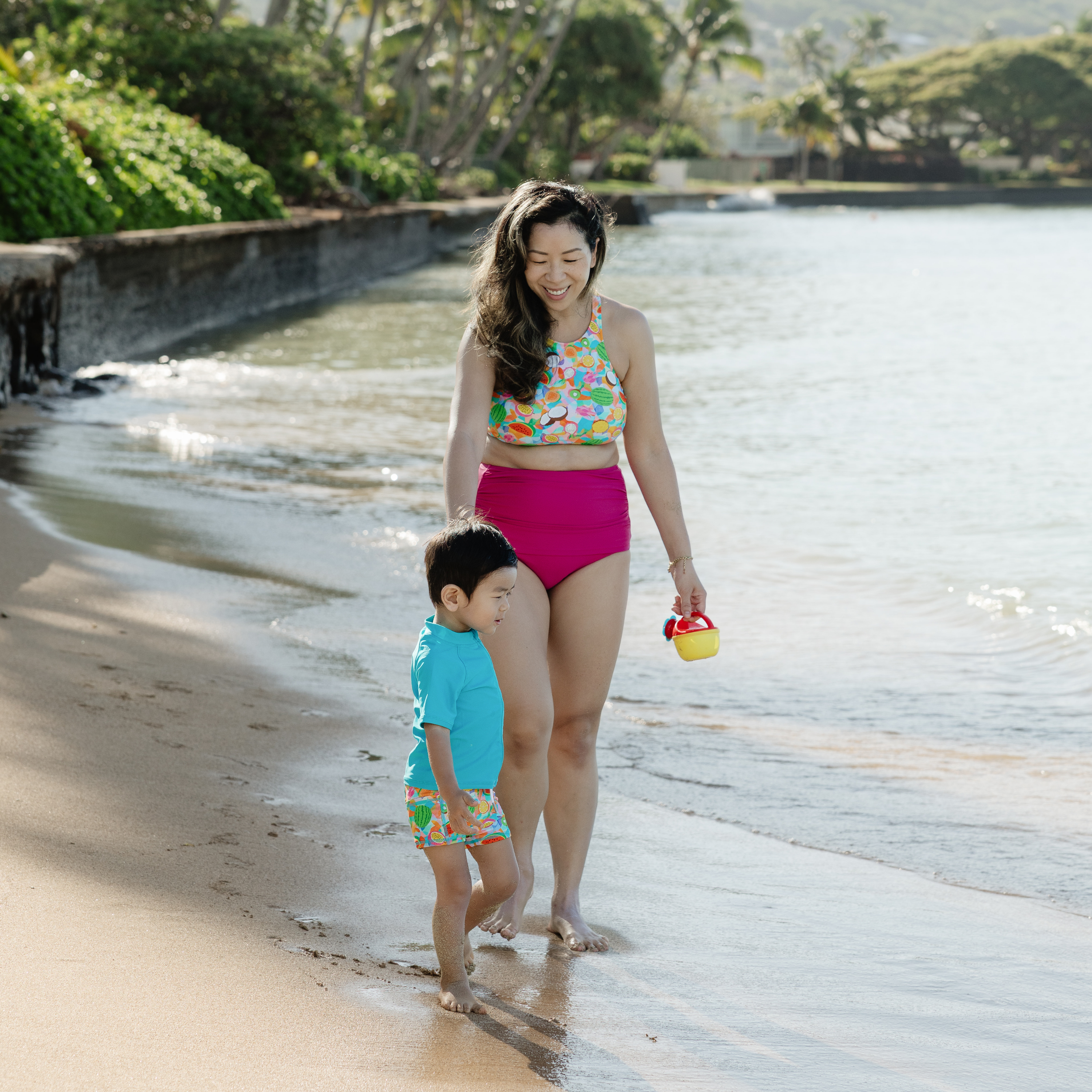 Kids Euro Swim Shorties | "Fruit Salad"-SwimZip UPF 50+ Sun Protective Swimwear & UV Zipper Rash Guards-pos7