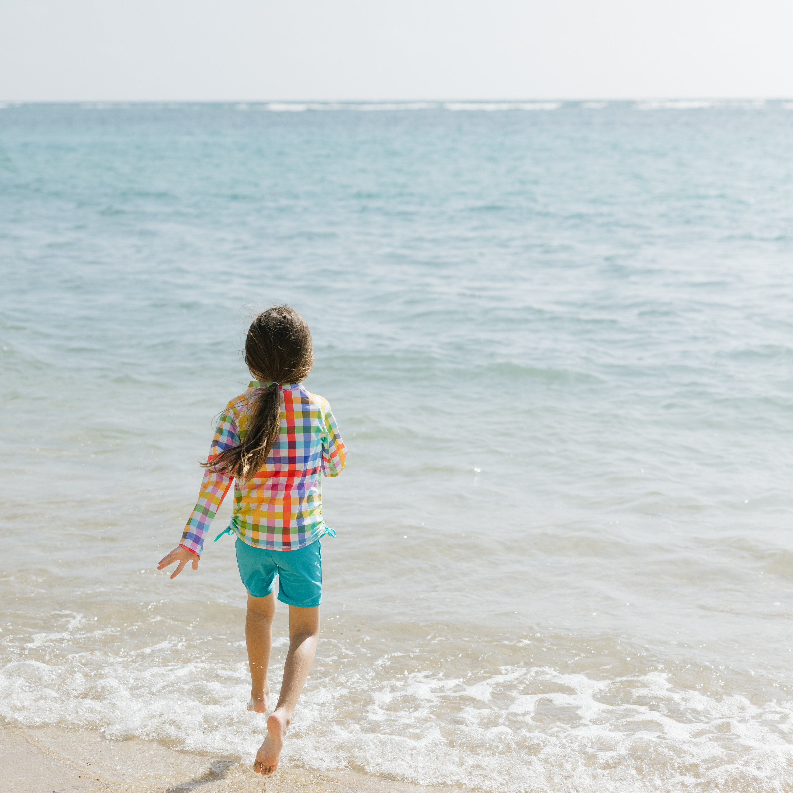 Girls Long Sleeve Rash Guard + Tankini Shorts Set (3 Piece) | "Picnic Party"-SwimZip UPF 50+ Sun Protective Swimwear & UV Zipper Rash Guards-pos6