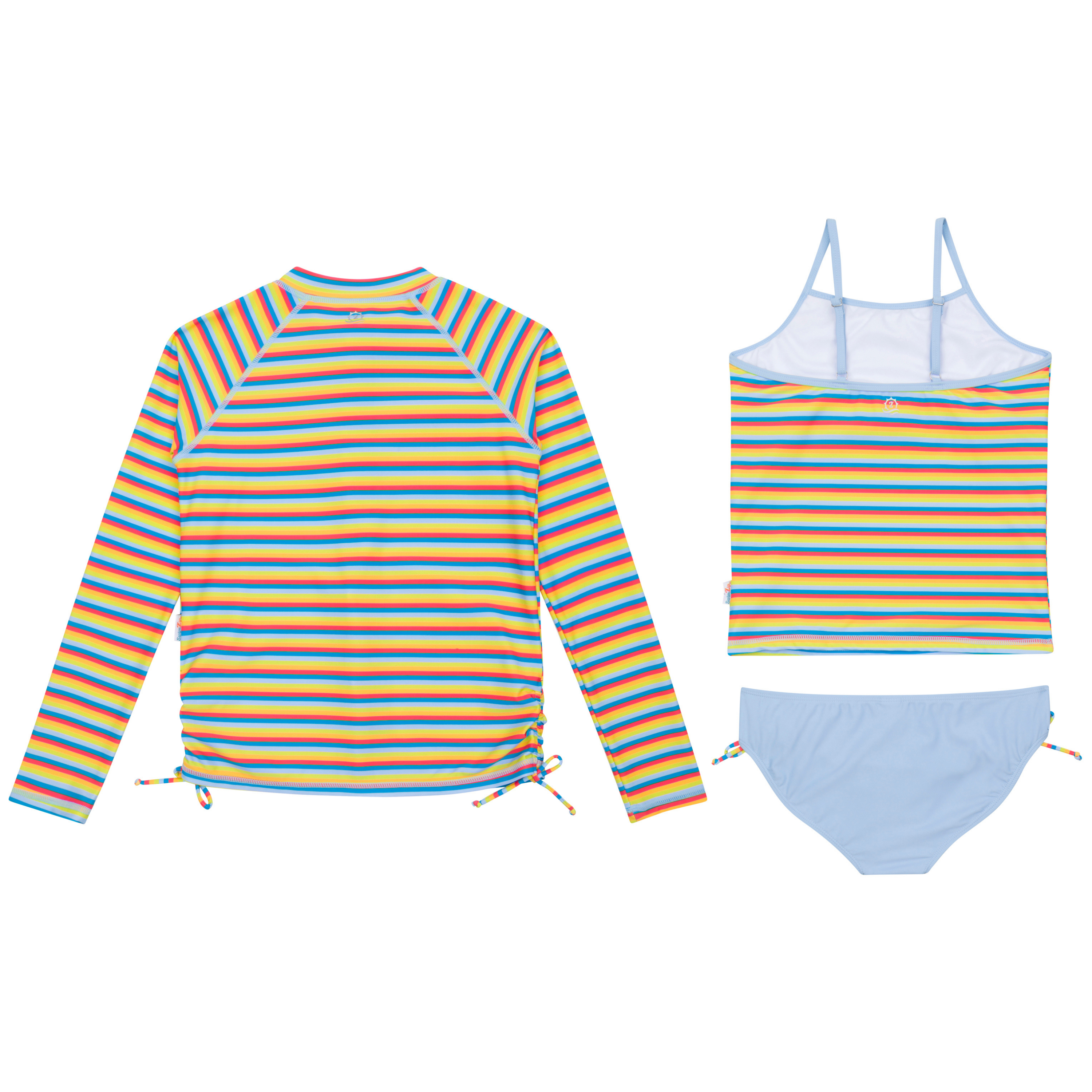 Girls Long Sleeve Rash Guard + Tankini Bikini Set (3 Piece) | "Sunny Stripe"-SwimZip UPF 50+ Sun Protective Swimwear & UV Zipper Rash Guards-pos10