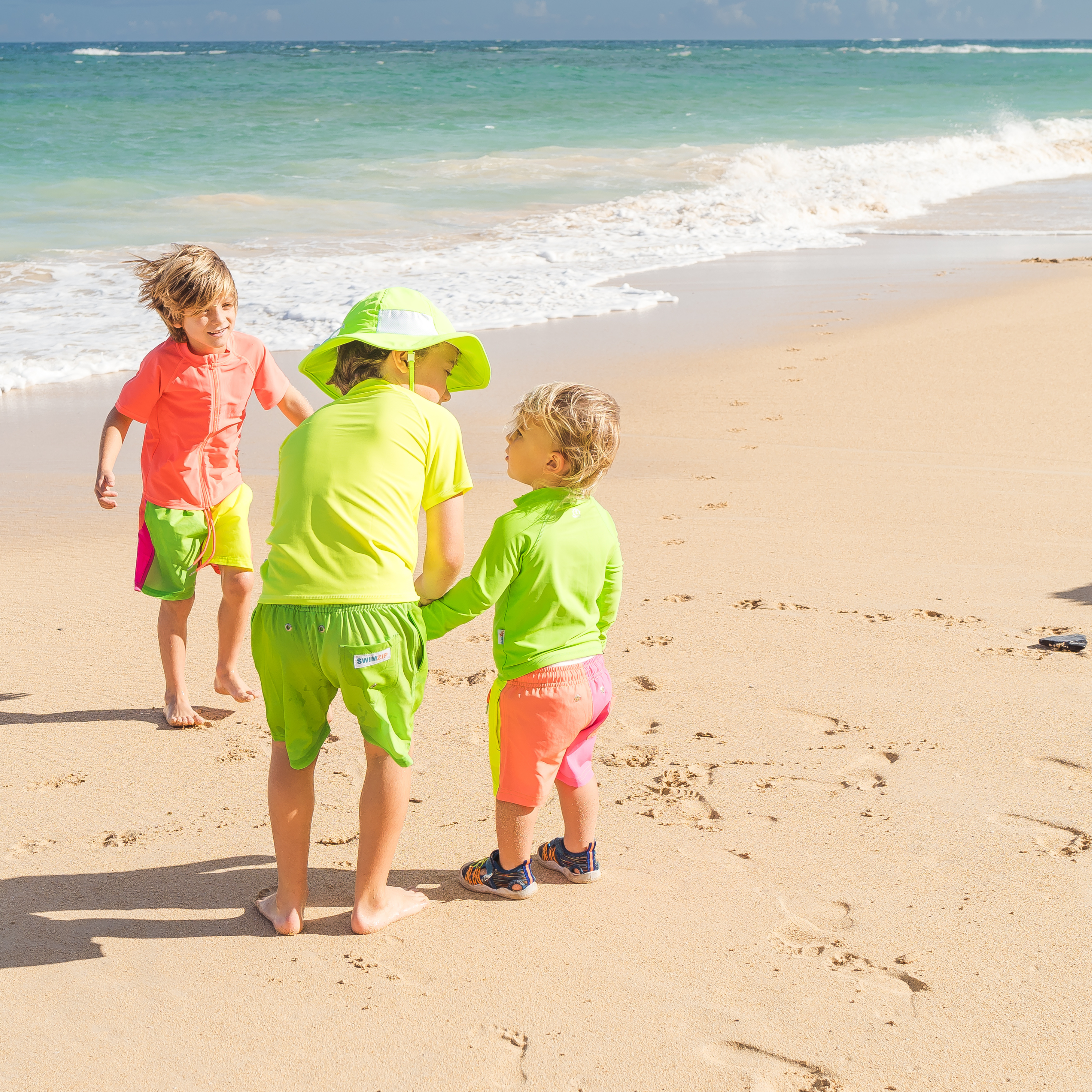 Boys Swim Trunks Boxer Brief Liner (sizes 6-14) | “Neon Green"-SwimZip UPF 50+ Sun Protective Swimwear & UV Zipper Rash Guards-pos6