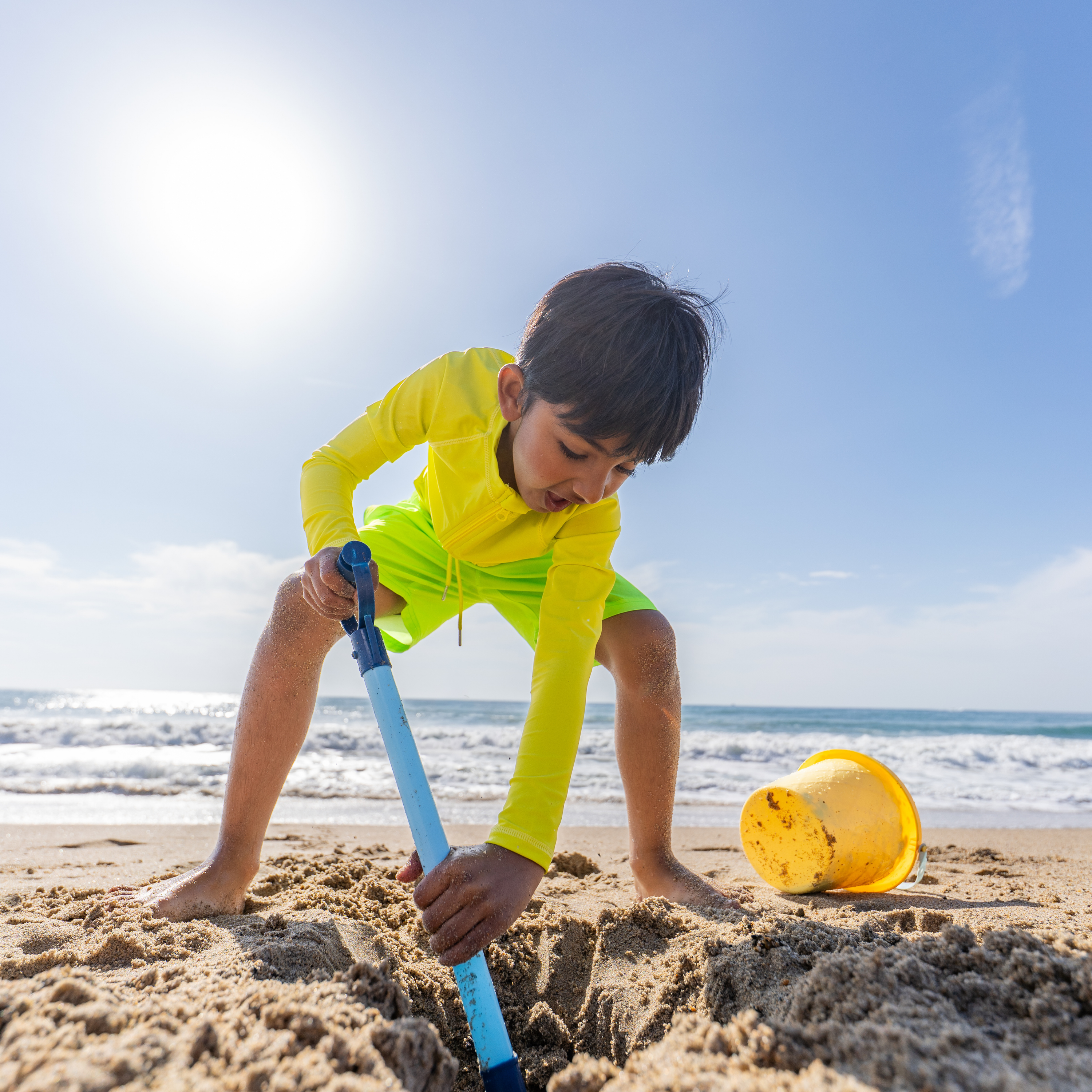 Kids UPF 50+ Long Sleeve Zipper Rash Guard Swim Shirt | "Sulphur Yellow"-SwimZip UPF 50+ Sun Protective Swimwear & UV Zipper Rash Guards-pos9