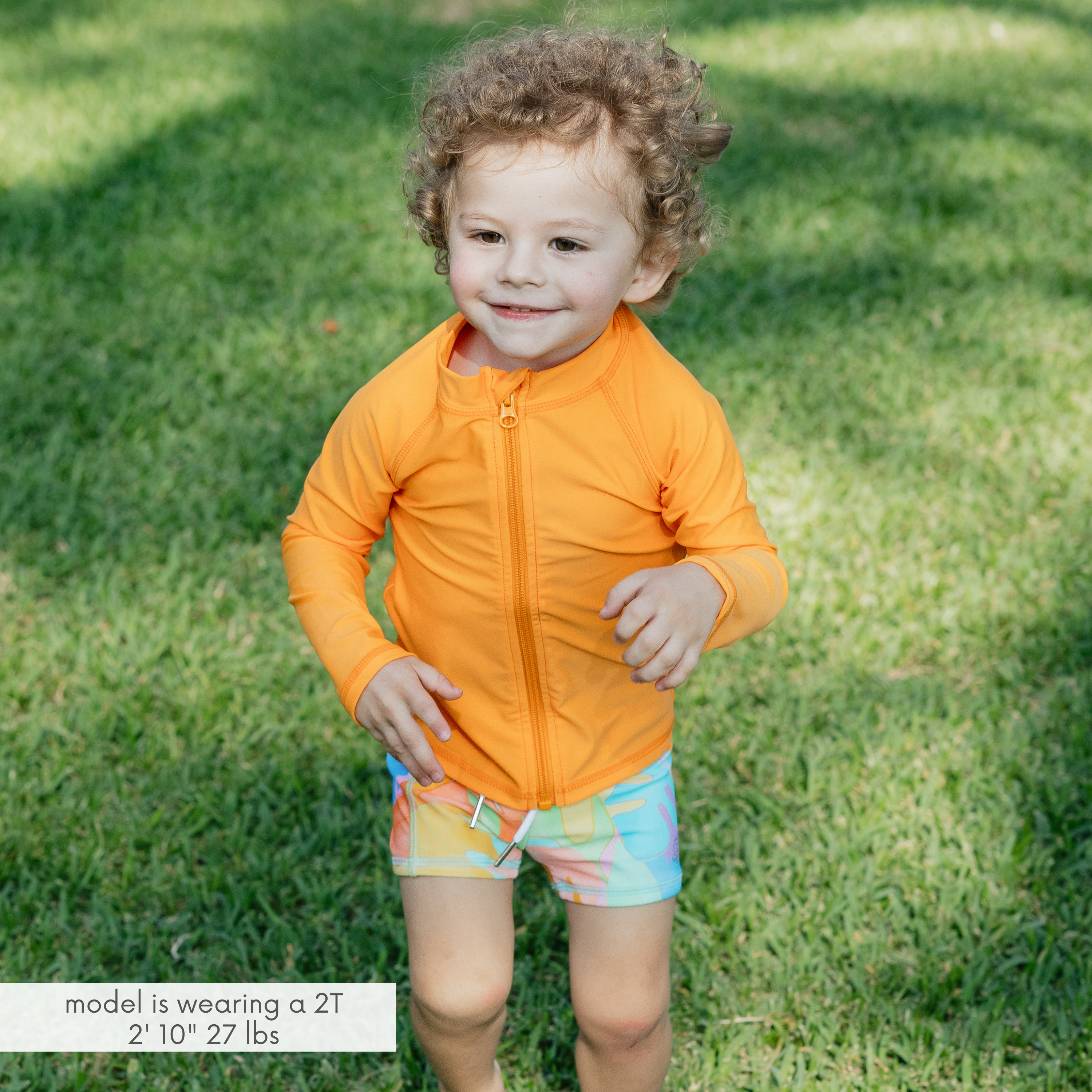 Kids Euro Swim Shorties | "Vibrant Vacay"-SwimZip UPF 50+ Sun Protective Swimwear & UV Zipper Rash Guards-pos2