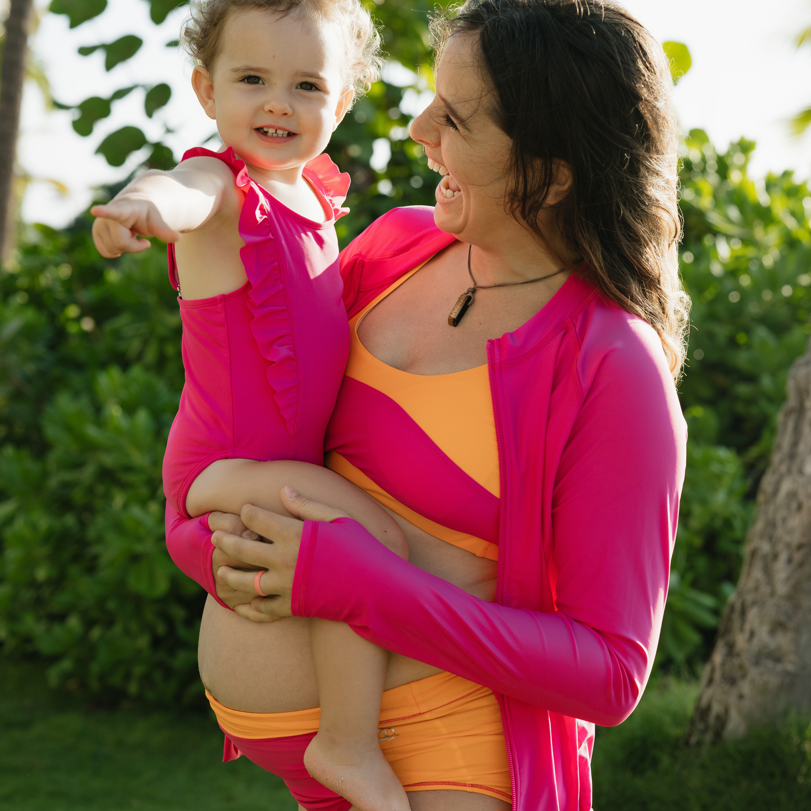 Women's Long Sleeve Rash Guard with Pockets | "Manic Magenta"-SwimZip UPF 50+ Sun Protective Swimwear & UV Zipper Rash Guards-pos11