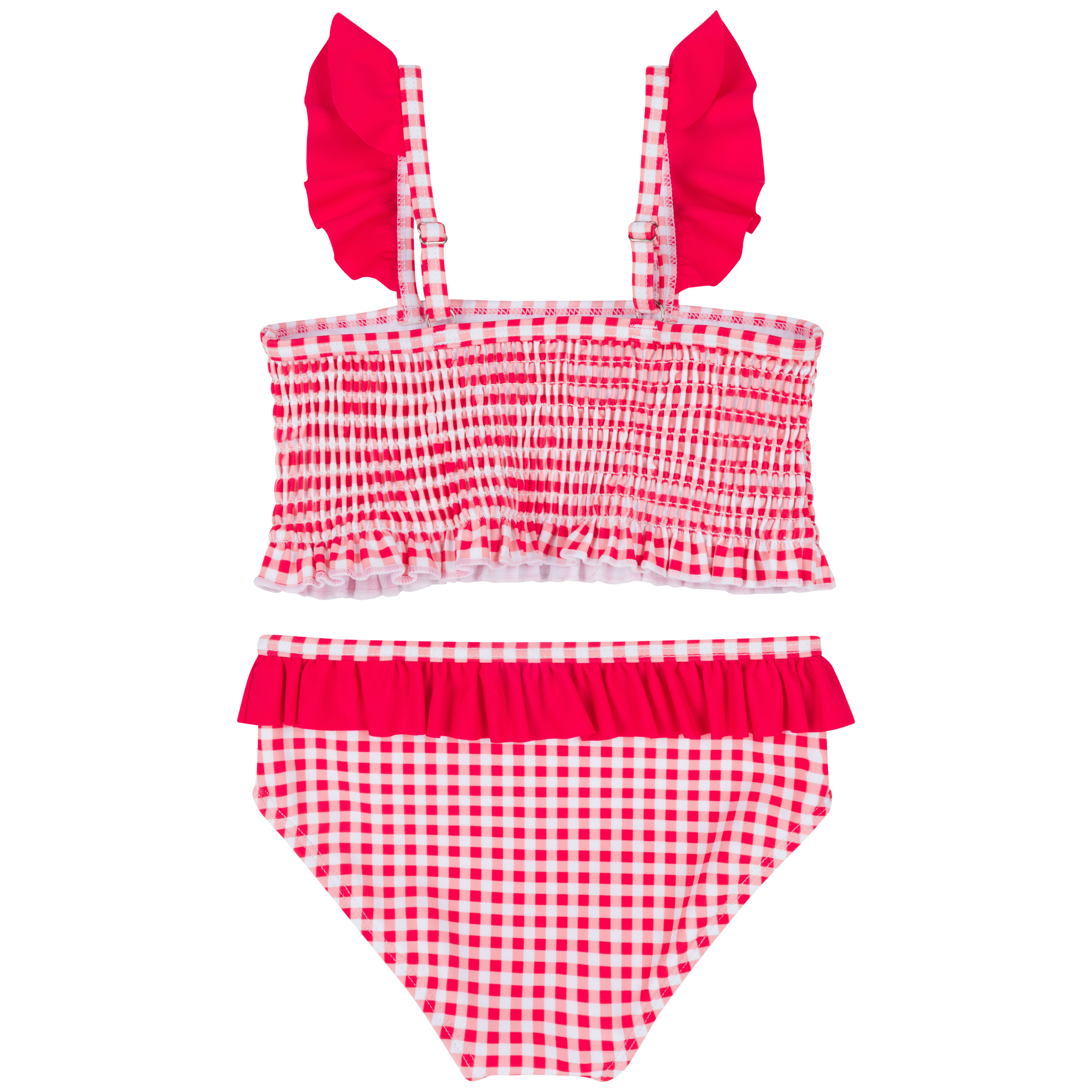 Girls Smocked Bikini (2 Piece) - "Red Gingham"-SwimZip UPF 50+ Sun Protective Swimwear & UV Zipper Rash Guards-pos10