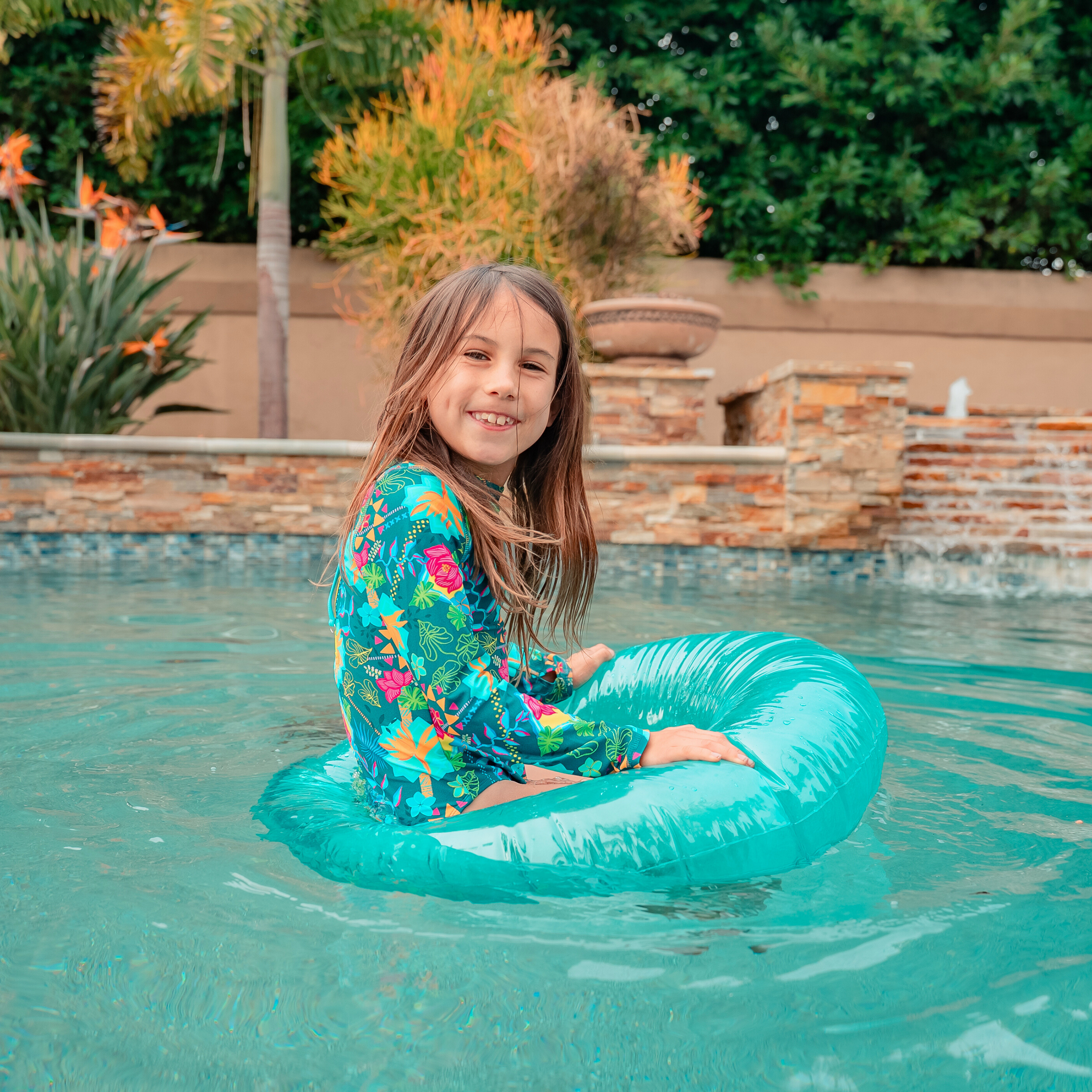 Girls Long Sleeve Surf Suit (One Piece Bodysuit) | "Summer Max"-SwimZip UPF 50+ Sun Protective Swimwear & UV Zipper Rash Guards-pos7